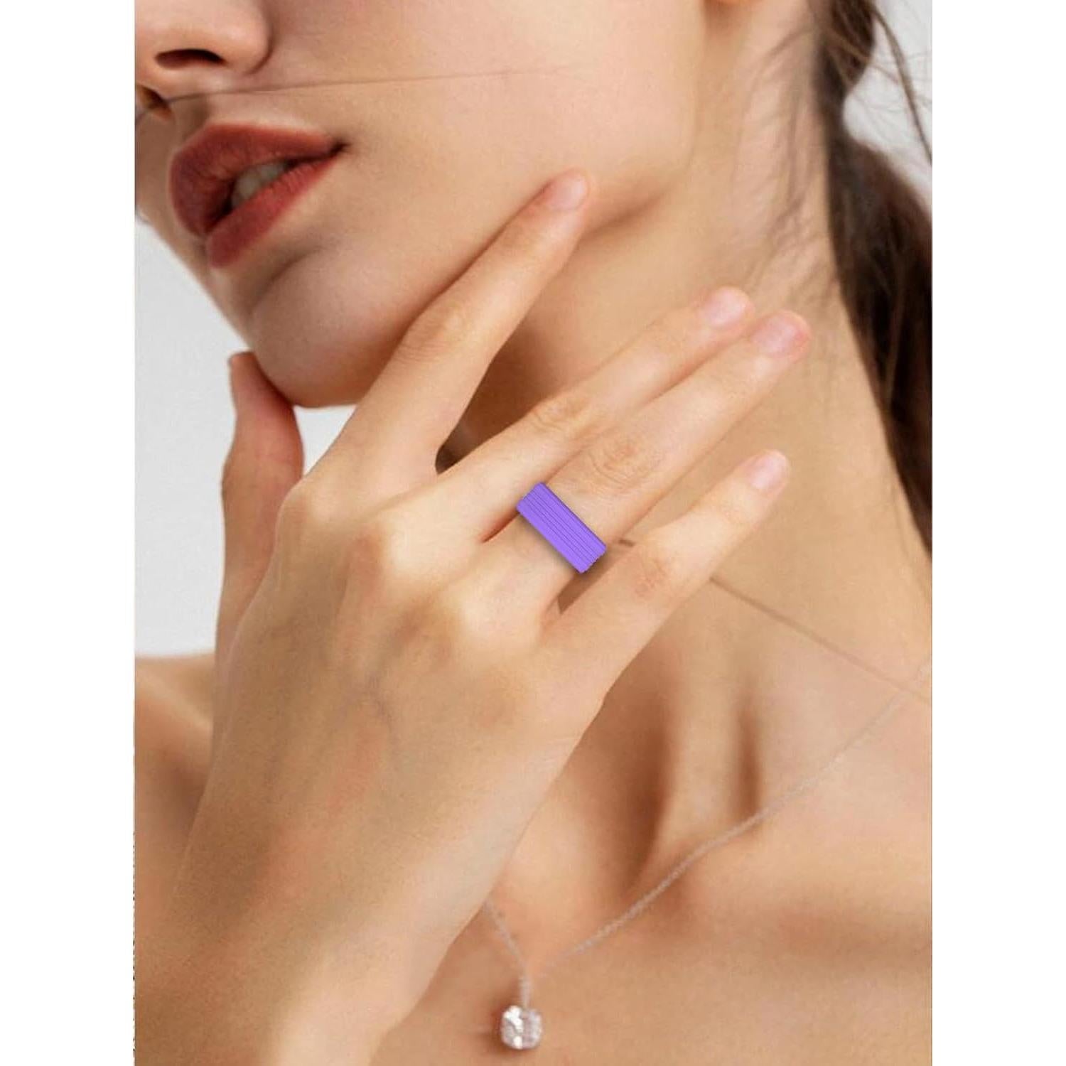 Ring Cover for Oura Ring 4, Anti-Scratch Elastic Silicone Smart Ring Case Protector，S Size,4 Pack,Violet+Red+Mint Green+Pink