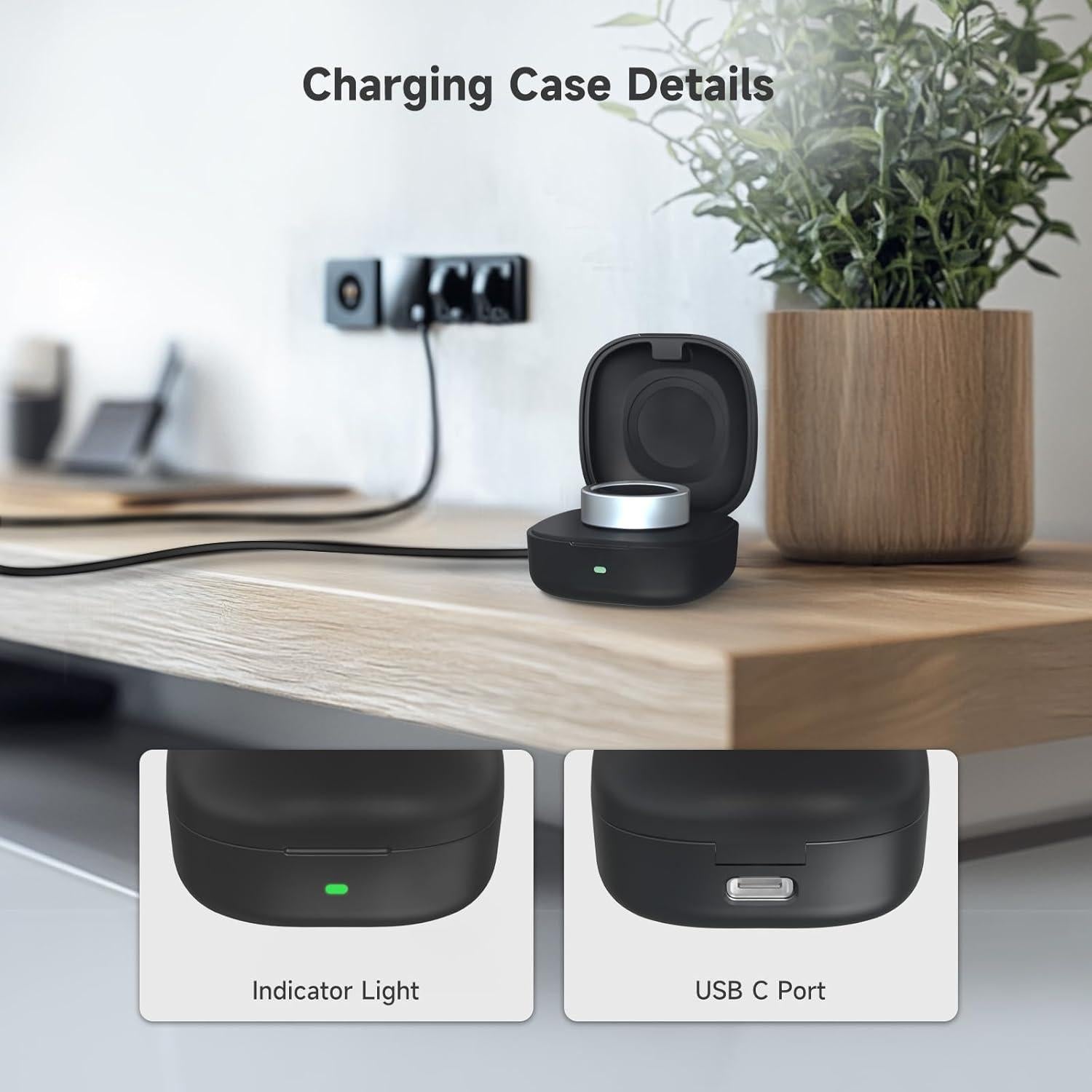 Funda de Carga Inalámbrica Vodi Mosa para Oura Ring Gen3 Tamaño 10