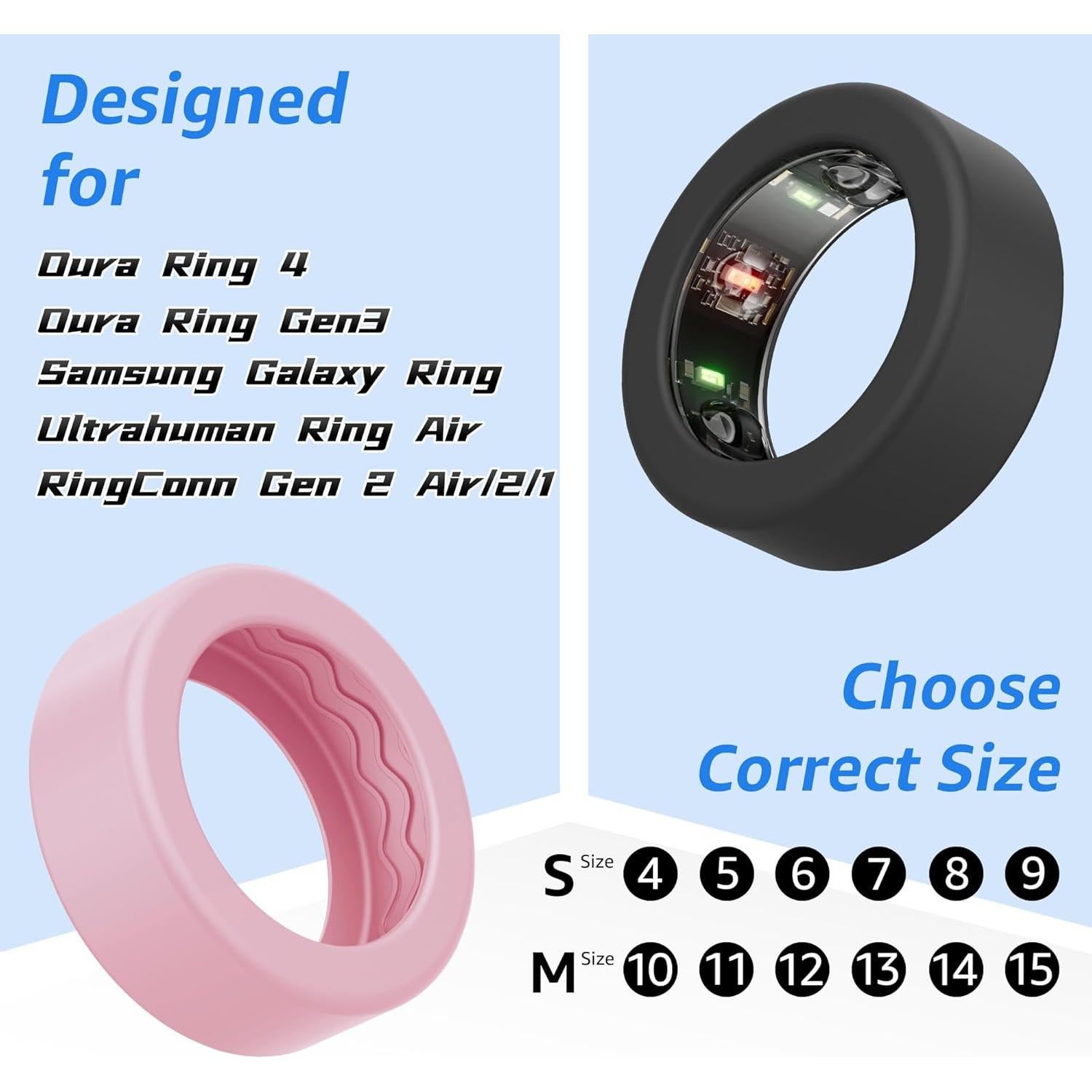 Paquete de 16 fundas de silicona Bougraite para anillo inteligente