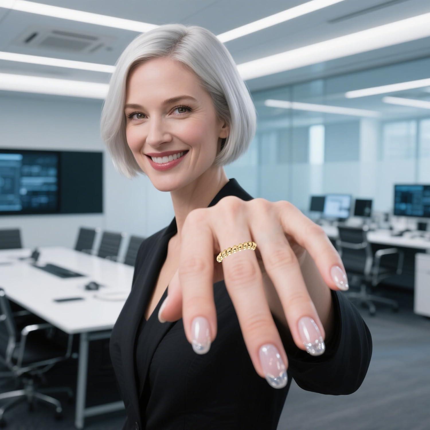 Anillo Fidget de Ansiedad Ajustable Oro para Mujeres - 2 Paquetes