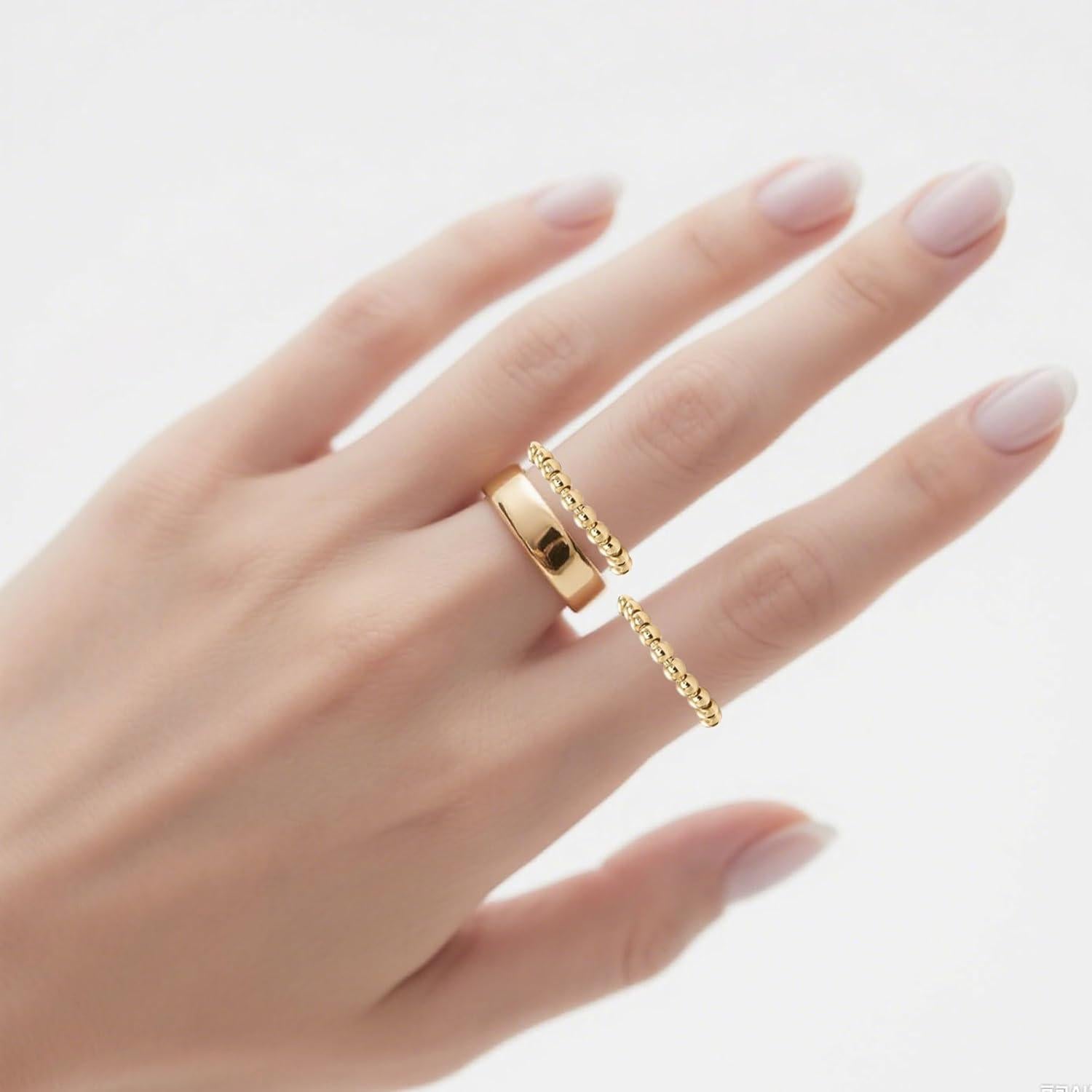 Anillo Fidget de Ansiedad Ajustable Oro para Mujeres - 2 Paquetes