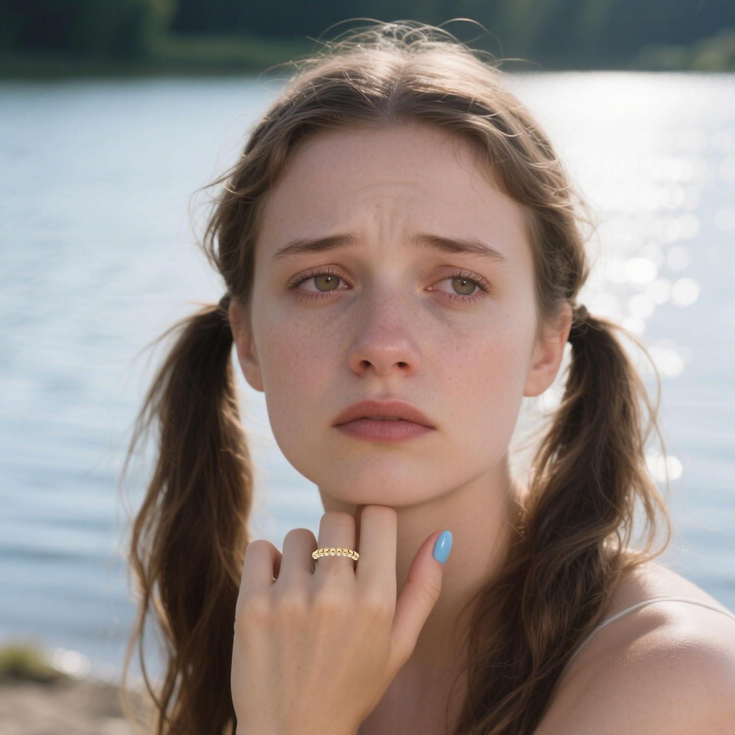 Anillo Fidget de Ansiedad Ajustable Oro para Mujeres - 2 Paquetes