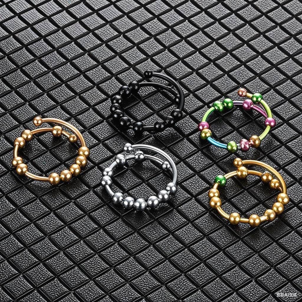 Anillo Fidget de Ansiedad Ajustable Oro para Mujeres - 2 Paquetes