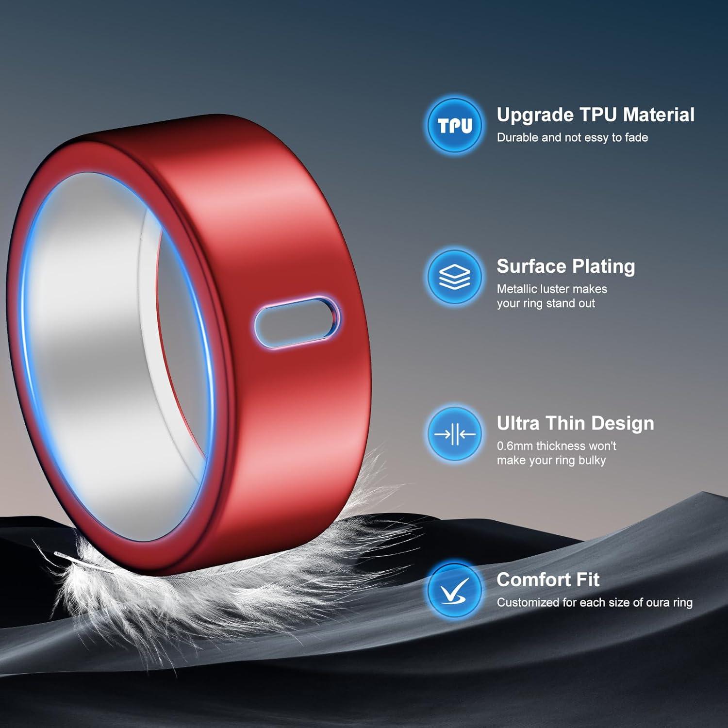 Cubierta TPU para Oura Ring 4/Gen 3 - Rosa y Rojo, Tamaño 10