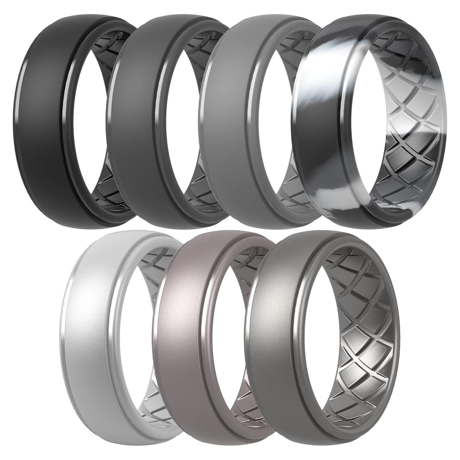 Anillos de Boda de Silicona ThunderFit para Hombres 8mm - Paquete Variado