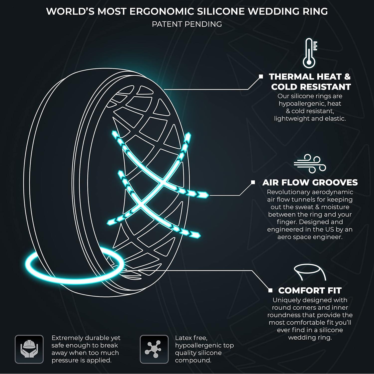 Anillos de Boda de Silicona ThunderFit para Hombres 8mm - Paquete Variado