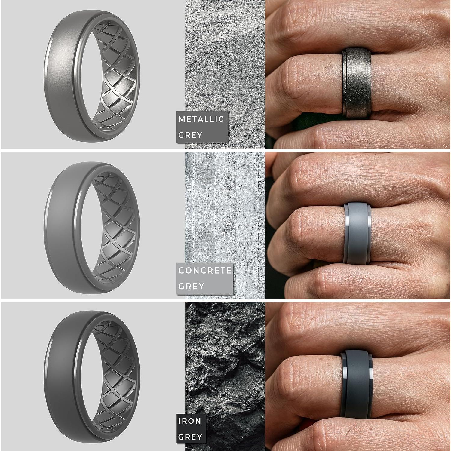 Anillos de Boda de Silicona ThunderFit para Hombres 8mm - Paquete Variado