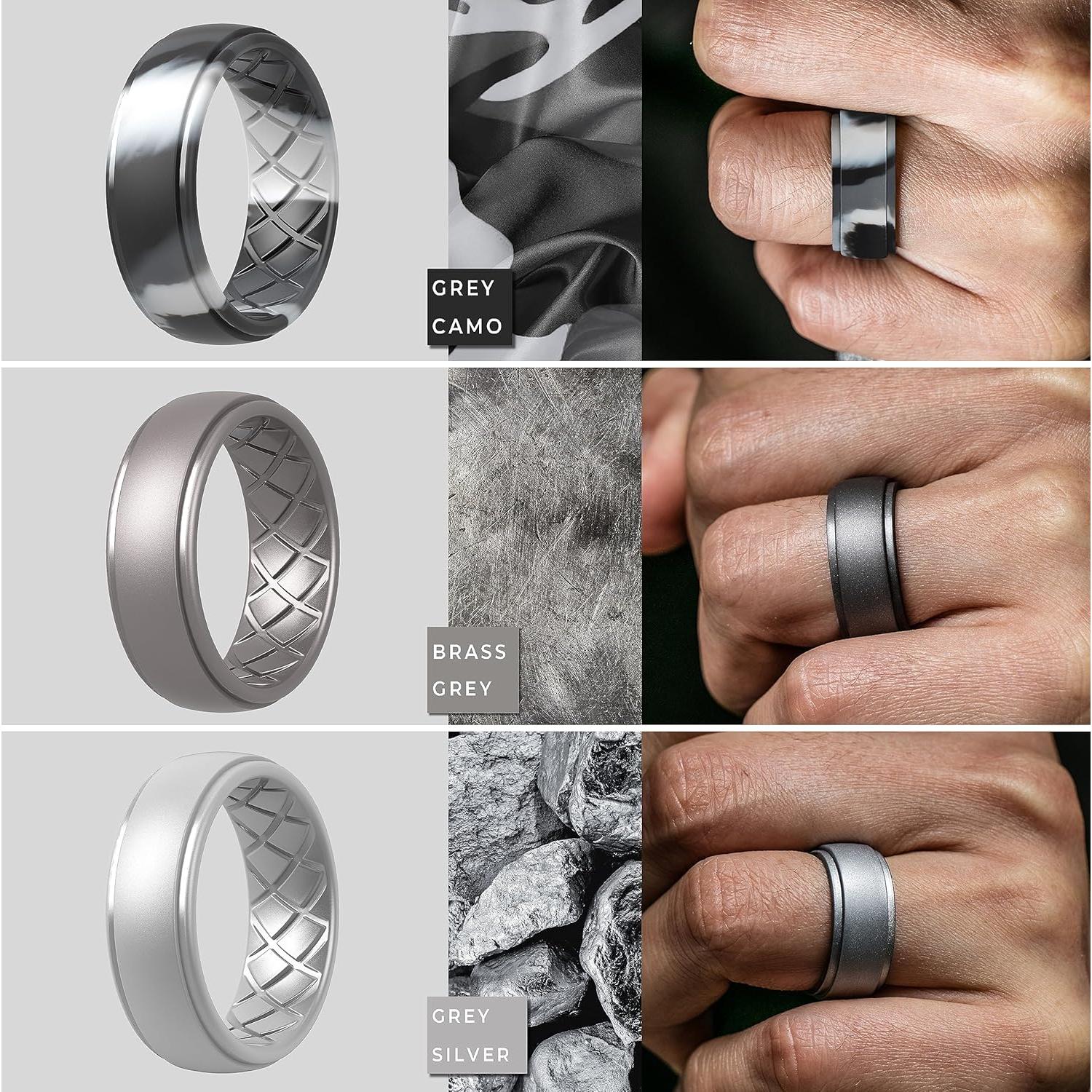 Anillos de Boda de Silicona ThunderFit para Hombres 8mm - Paquete Variado