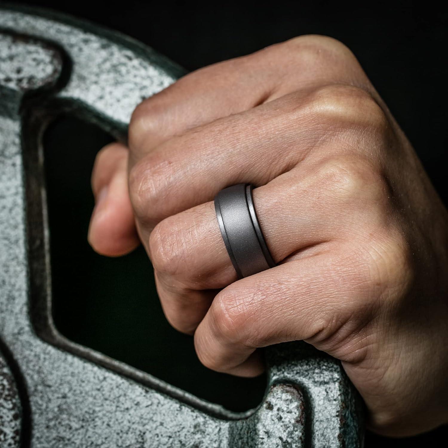 Anillos de Boda de Silicona ThunderFit para Hombres 8mm - Paquete Variado