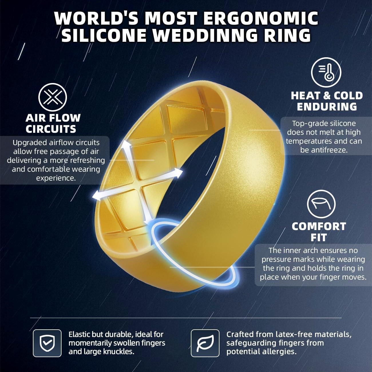 Anillo de Silicona Egnaro para Hombres - Set de 7 Colores