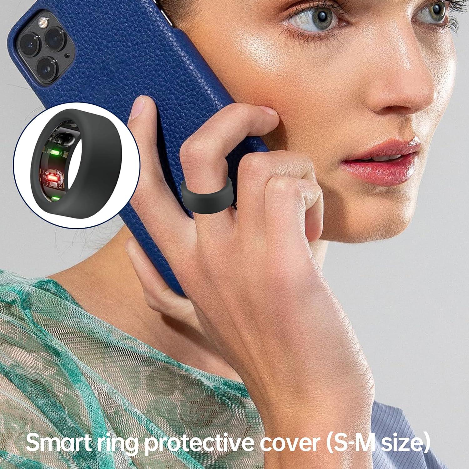 Silicone Protector for Oura Ring Gen 3, Elastic Cover for Workouts, 2 Pack for Men & Women, Black+Translucent, S (6/7/8/9/10)