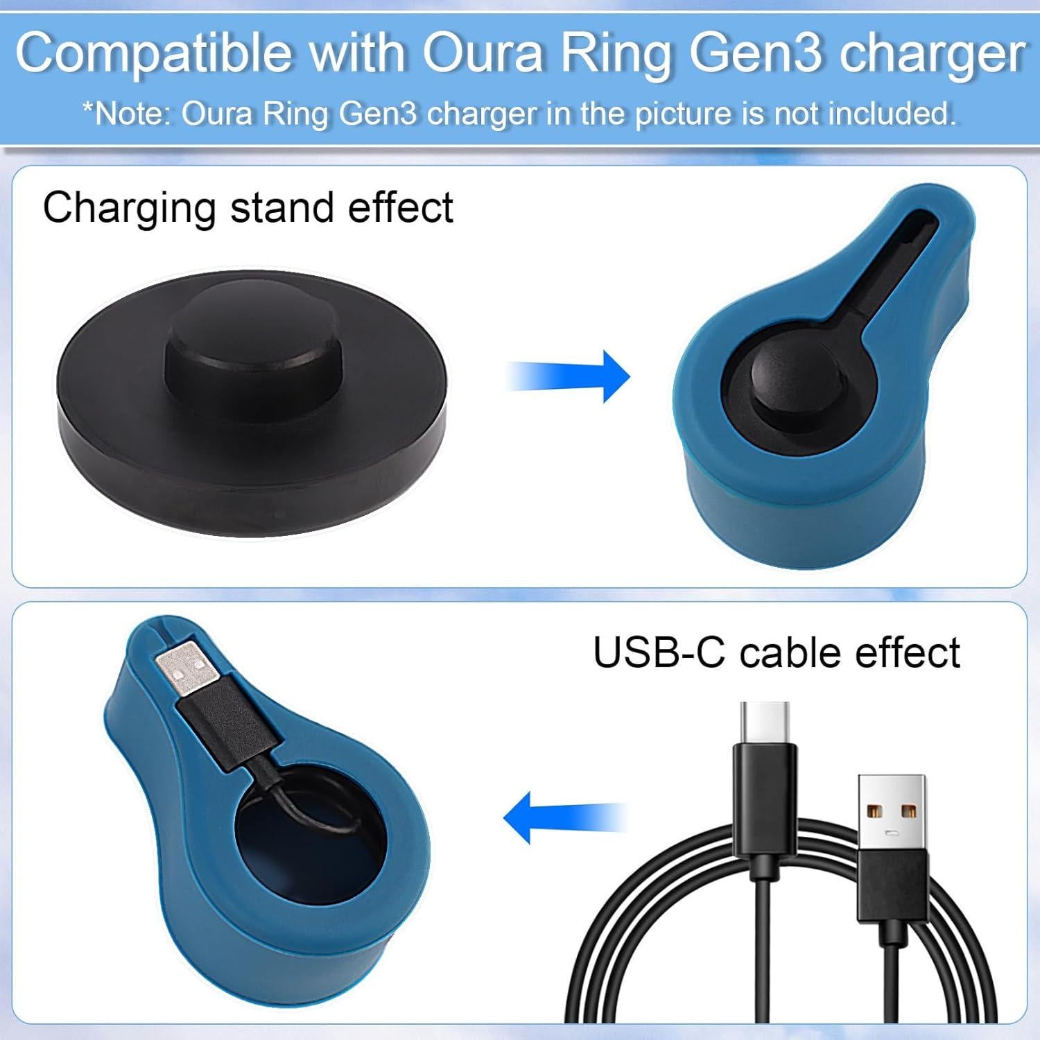 Funda Protectora de Silicona para Cargador Oura Ring Gen3 - Azul