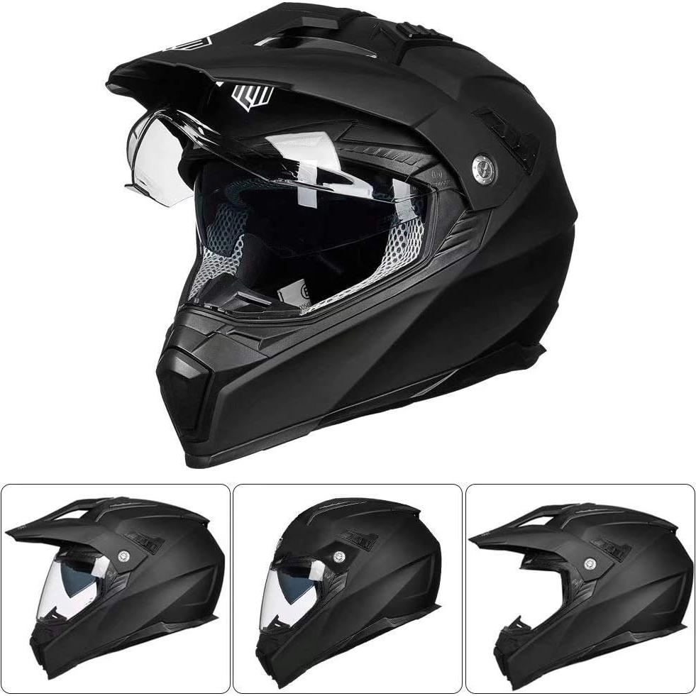 Casco ILM 606V Doble Deporte Motocross Verde 55-64 CM