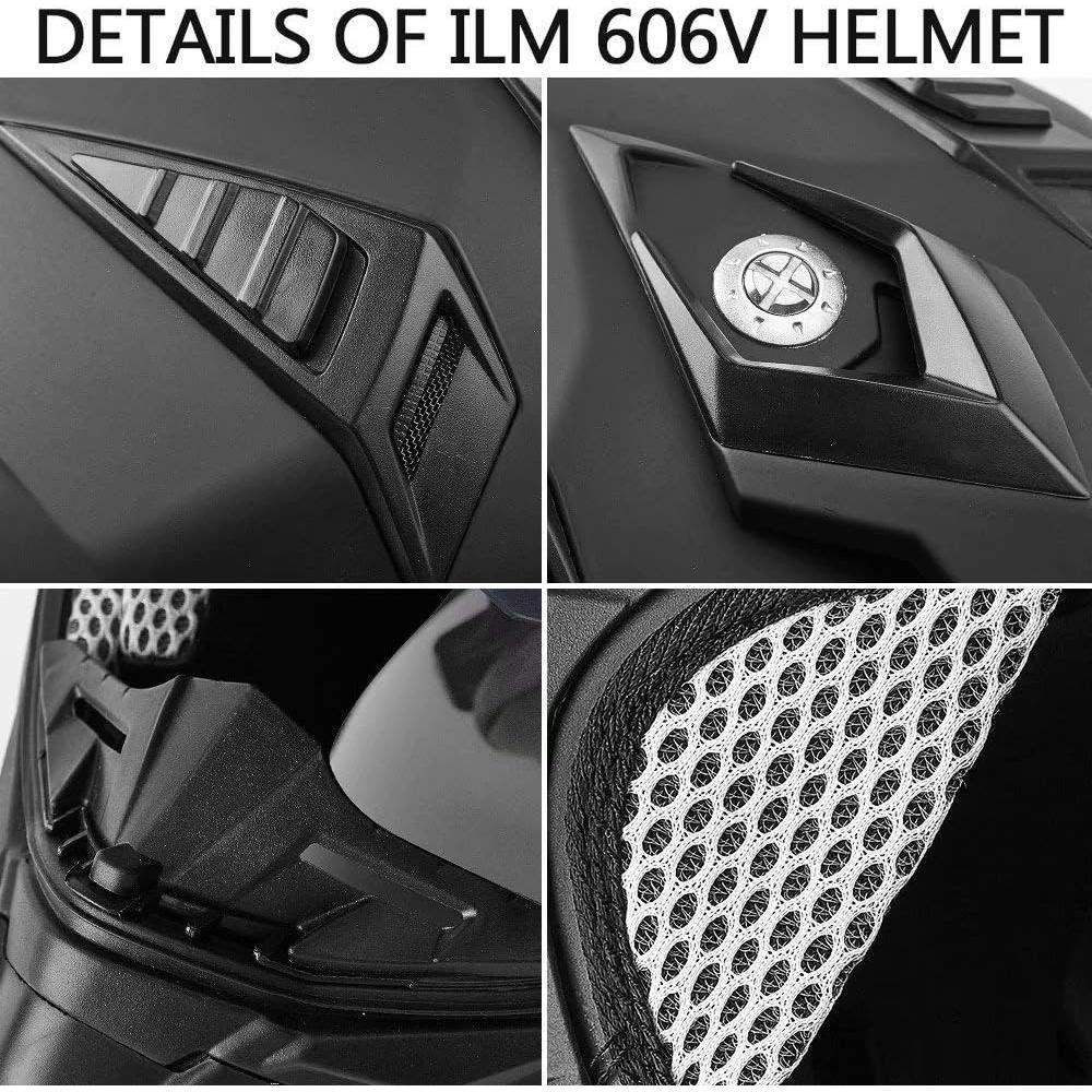 Casco ILM 606V Doble Deporte Motocross Verde 55-64 CM