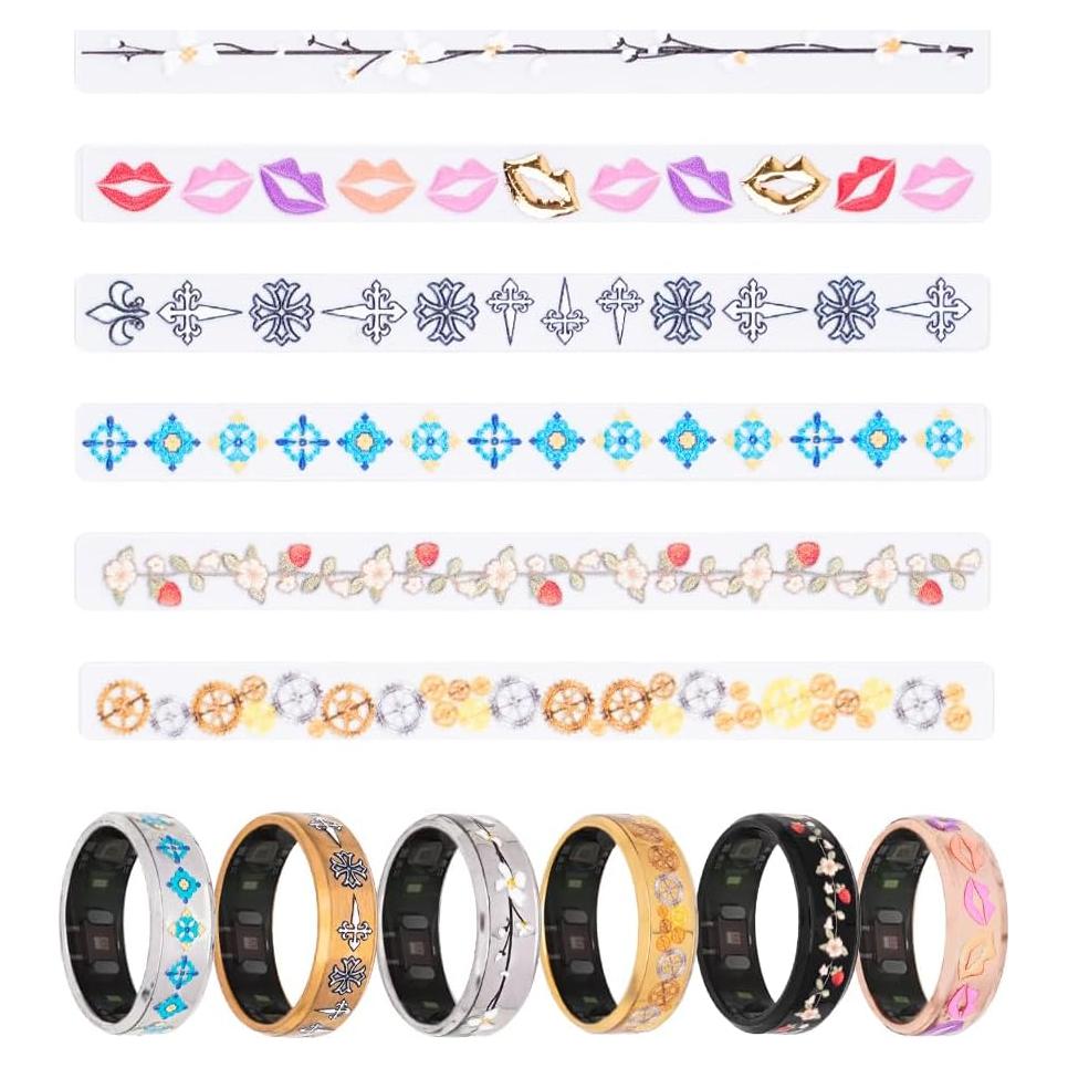 Aesthetic Stickers Compatible with Oura Ring Gen 4/3/Samsung Galaxy Ring/ULTRAHUMAN Ring AIR/RingConn 2&1, Waterproof Ring Stickers for AI Smart Ring Accessories Super Thin Protector Cover