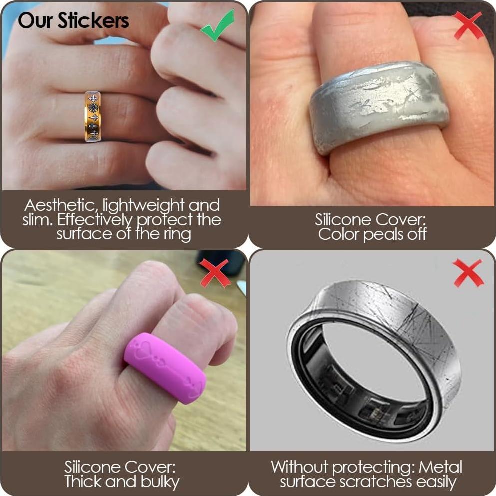 Aesthetic Stickers Compatible with Oura Ring Gen 4/3/Samsung Galaxy Ring/ULTRAHUMAN Ring AIR/RingConn 2&1, Waterproof Ring Stickers for AI Smart Ring Accessories Super Thin Protector Cover