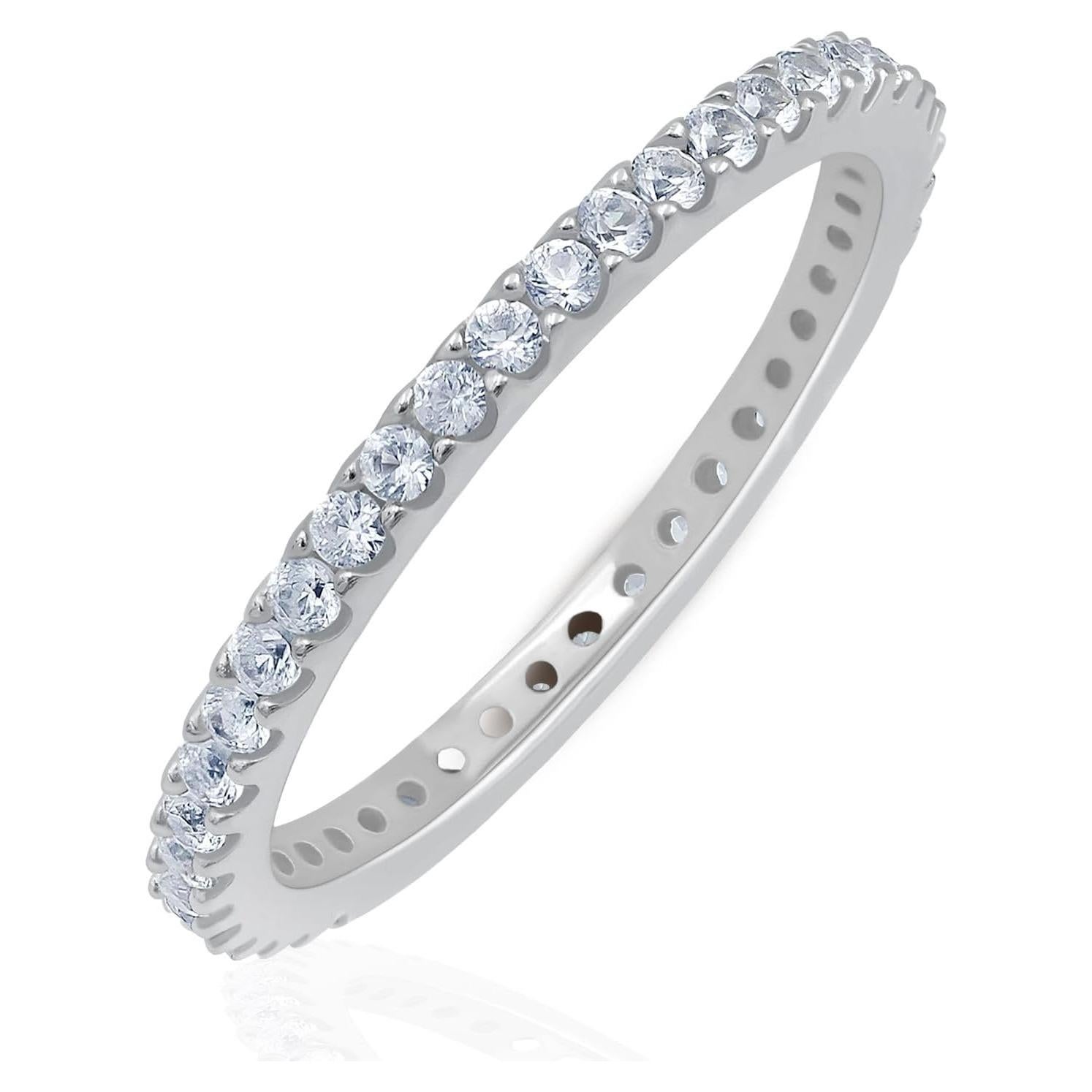 Anillo Eternidad Apilable GOURIK Oro Blanco 18K Mujeres