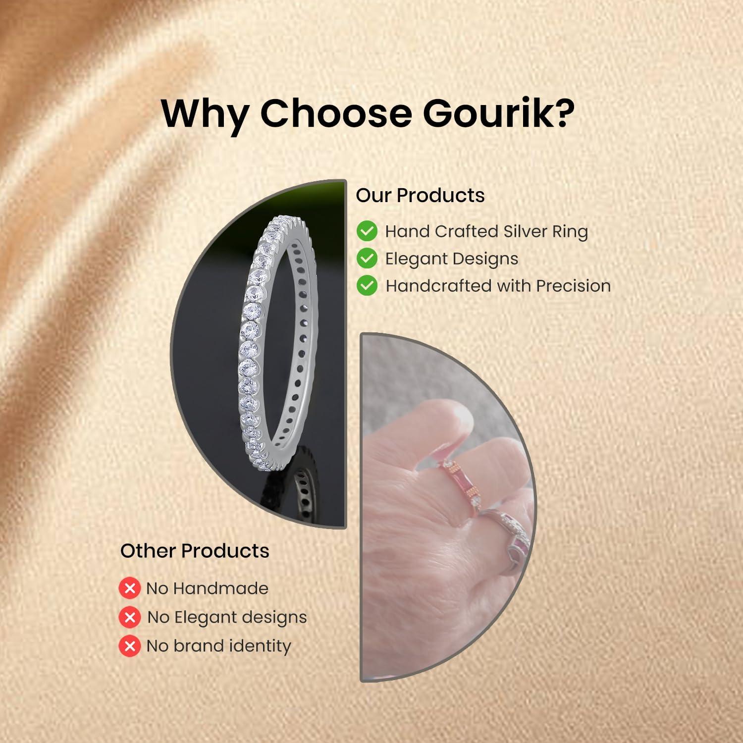 Anillo Eternidad Apilable GOURIK Oro Blanco 18K Mujeres