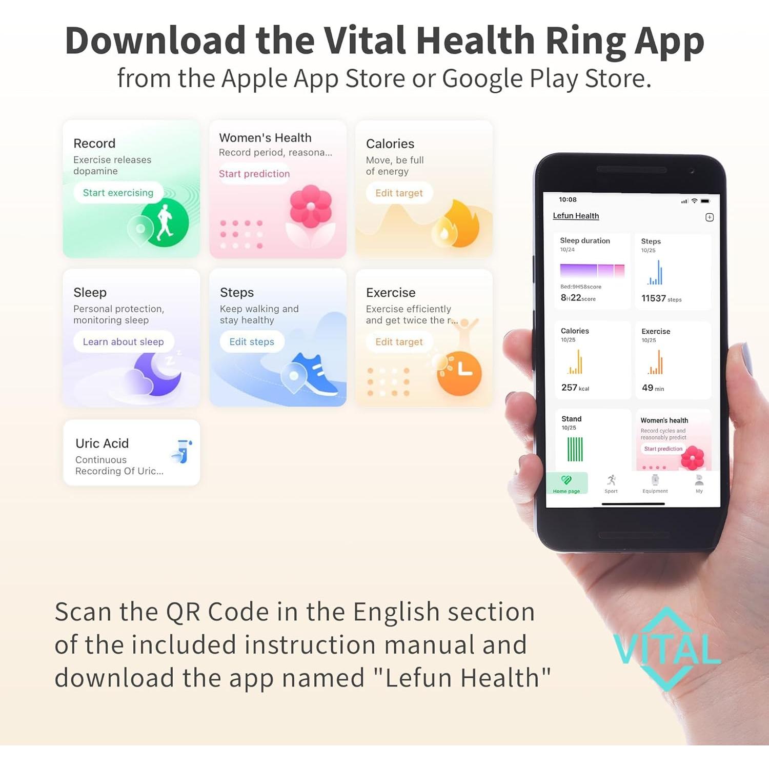 Anillo Inteligente Vital Health para Mujeres y Hombres - Tamaño 11