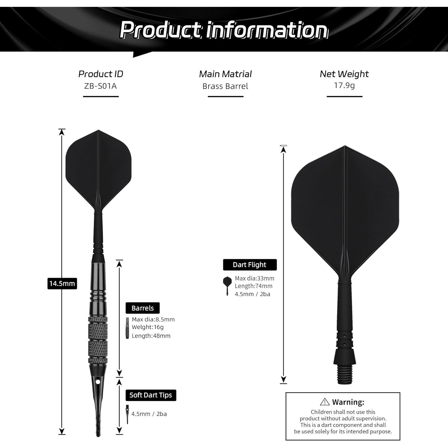 Dardos de Punta Plástica CyeeLife 12 Pcs 18 Gramos para Tablero Electrónico