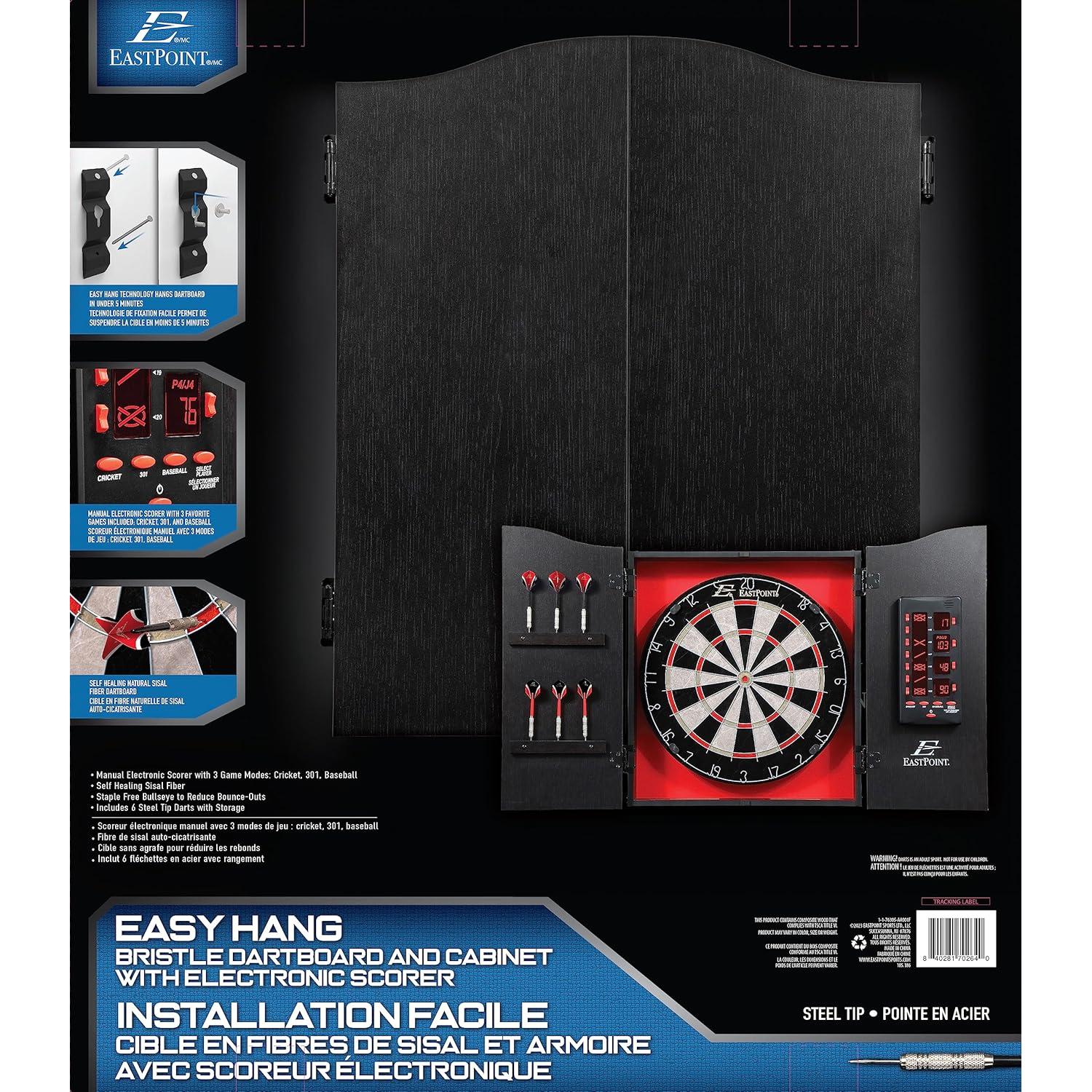 Tablero de Dardos EastPoint Sports 18" con Gabinete y Marcador