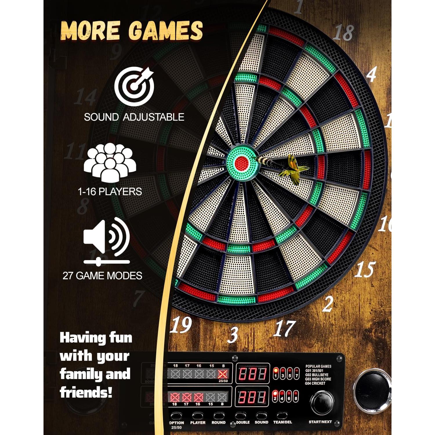 Tablero de Dardos Electrónico Yirinatek Vintage 50.96x50.96cm