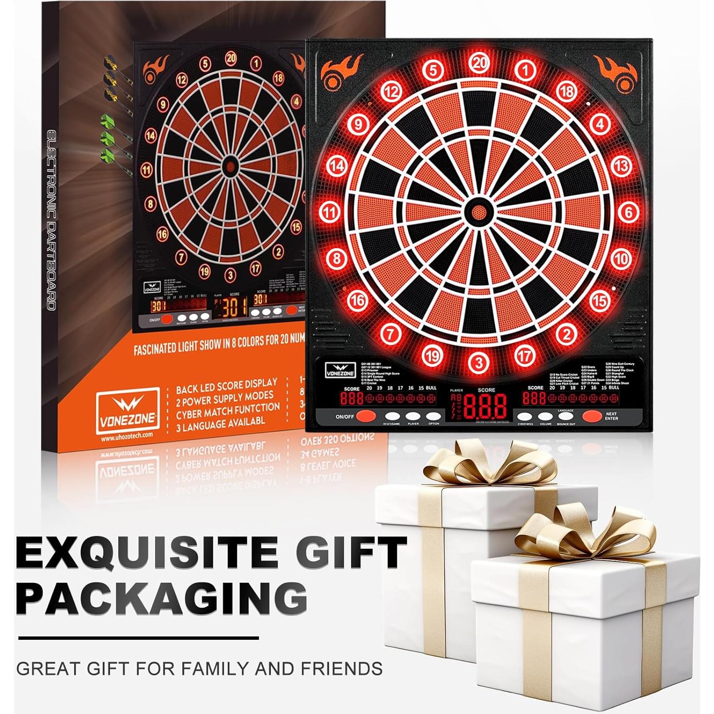 Tablero de Dardos Electrónico VONEZONE UHZ02 con 12 Dardos