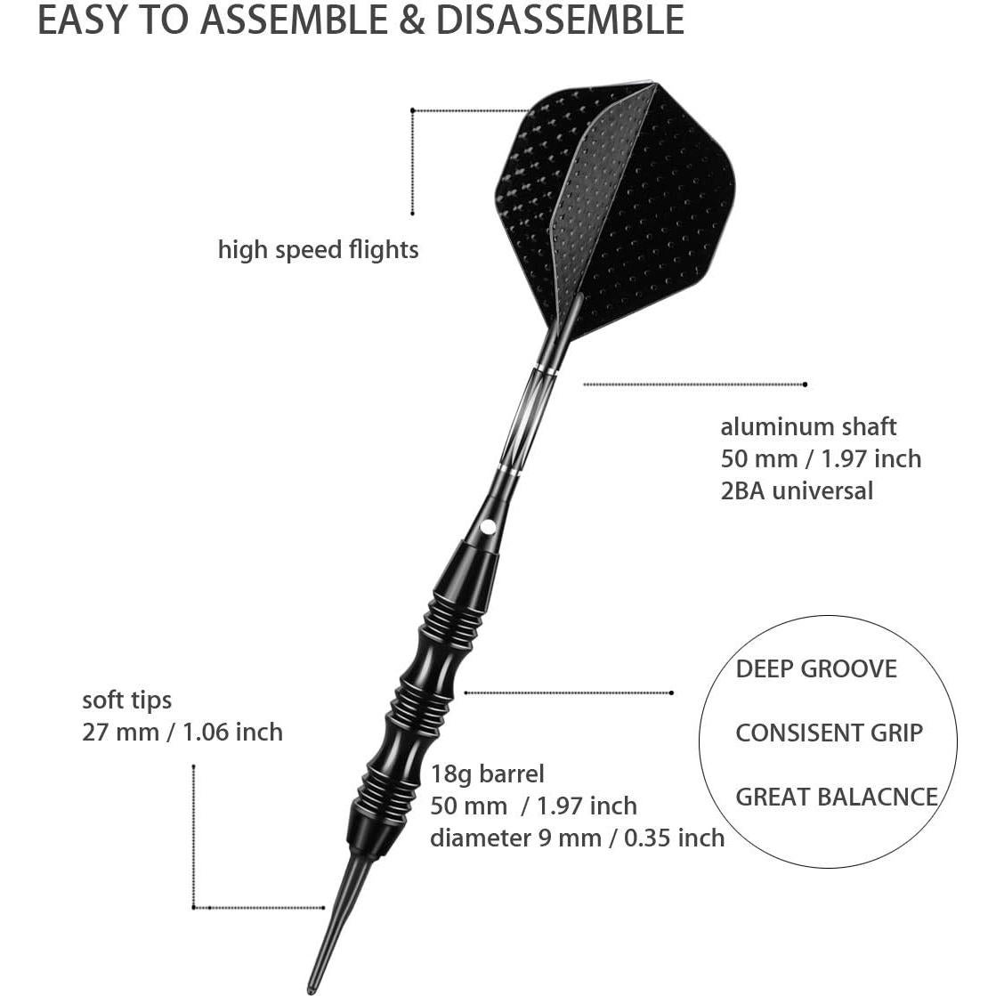 Juego de Dardos de Punta Suave Sanfeng 20g con Estuche