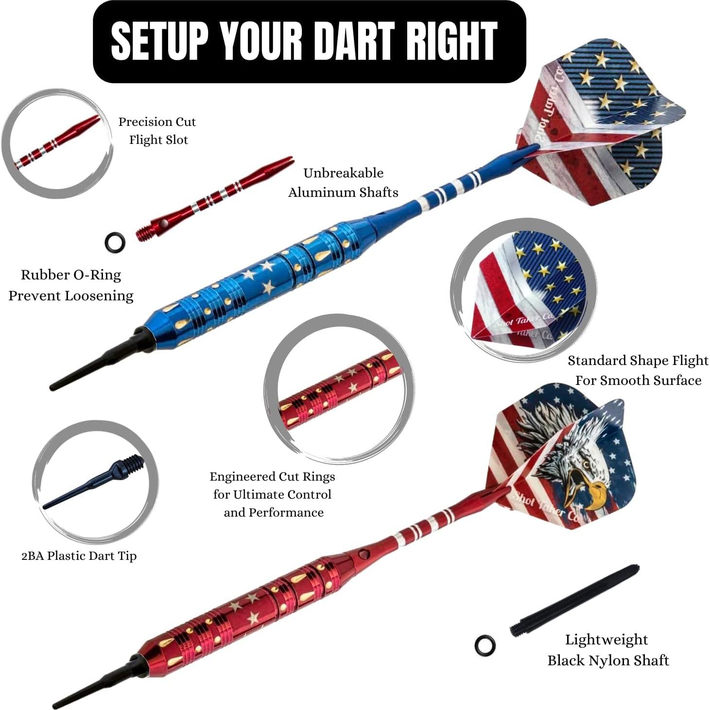 Juego de Dardos Profesionales SHOT TAKER CO. STC - 6 Dardos