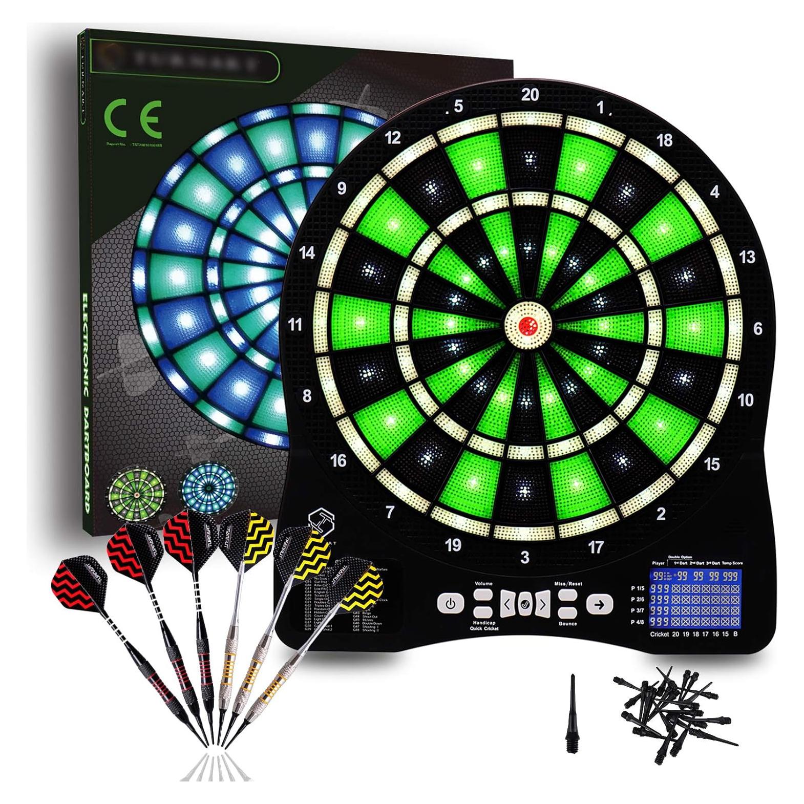 Tablero de Dardos Electrónico Turnart 33 cm Iluminado 48 Juegos