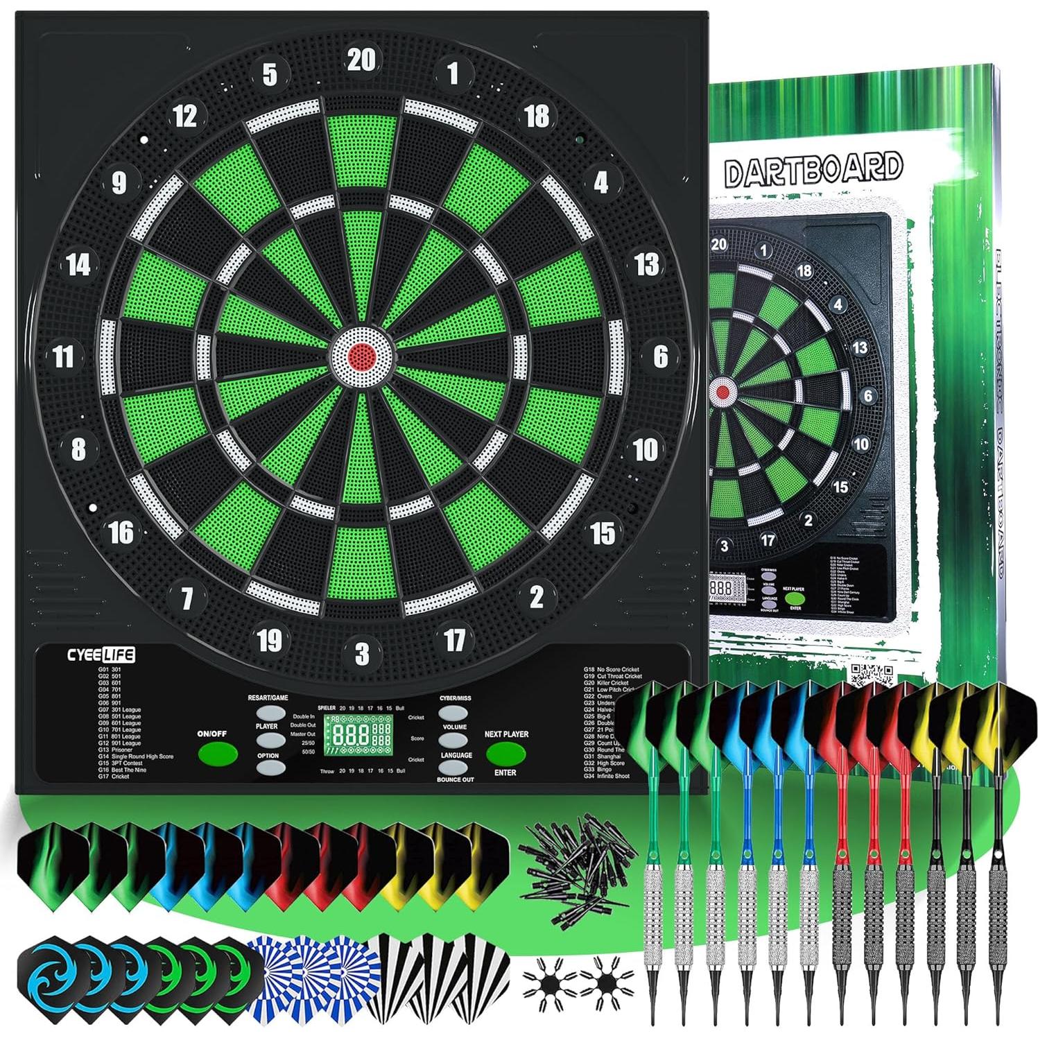 Tablero de Dardos Electrónico CyeeLife con 12 Dardos y Adaptador