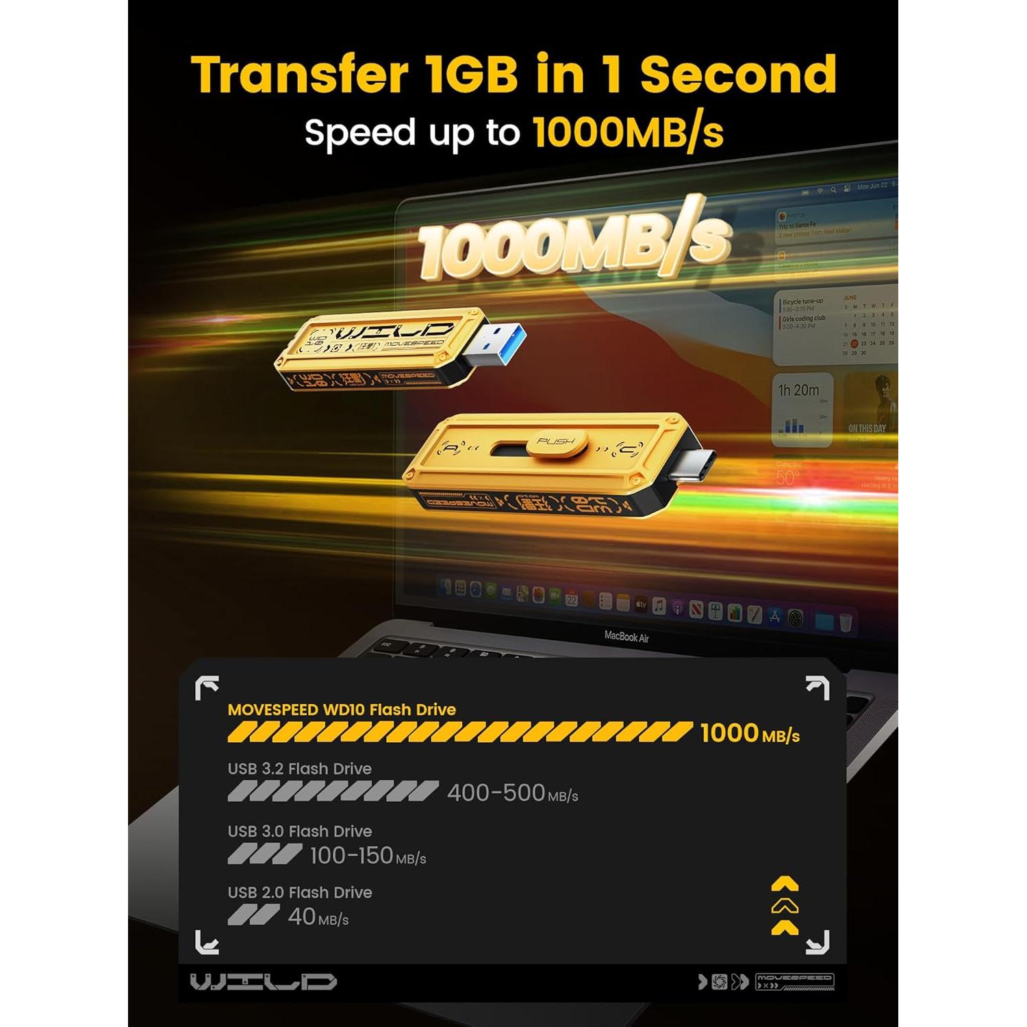 SSD Externo MOVESPEED 1TB USB 3.2 Tipo-C 1000MB/s