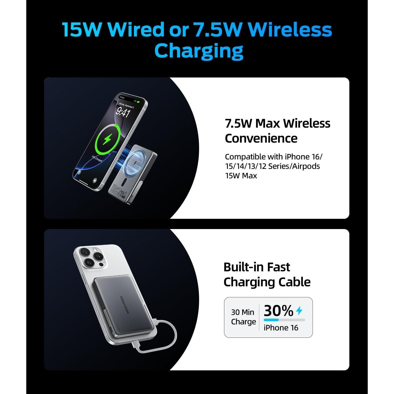 Batería Magnética MOVE SPEED 10000mAh Carga Rápida 22.5W