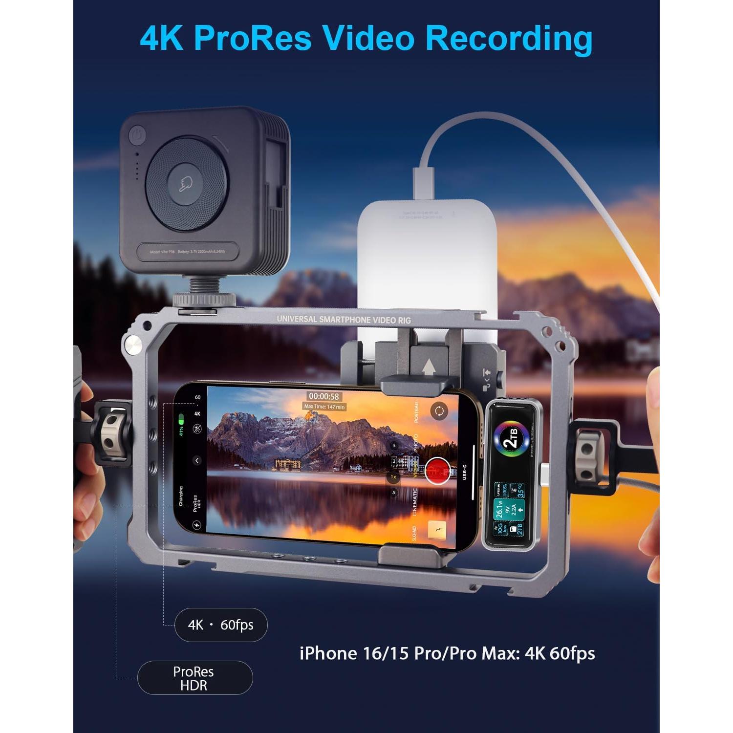 SSD Portátil MagSafe TWOPAN 2TB para iPhone 15/16 Pro