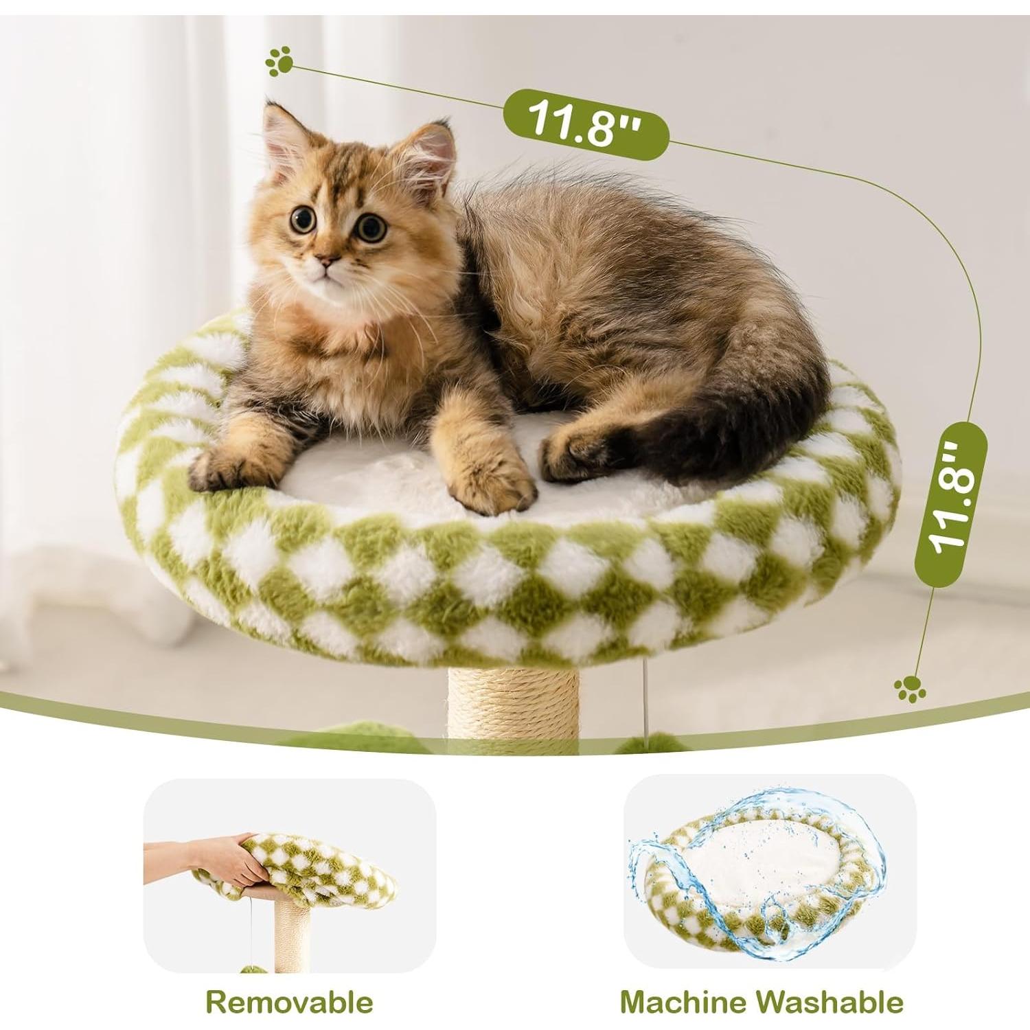 Torre para Gatos Mewoo Grande Verde con Rascador y Perchero