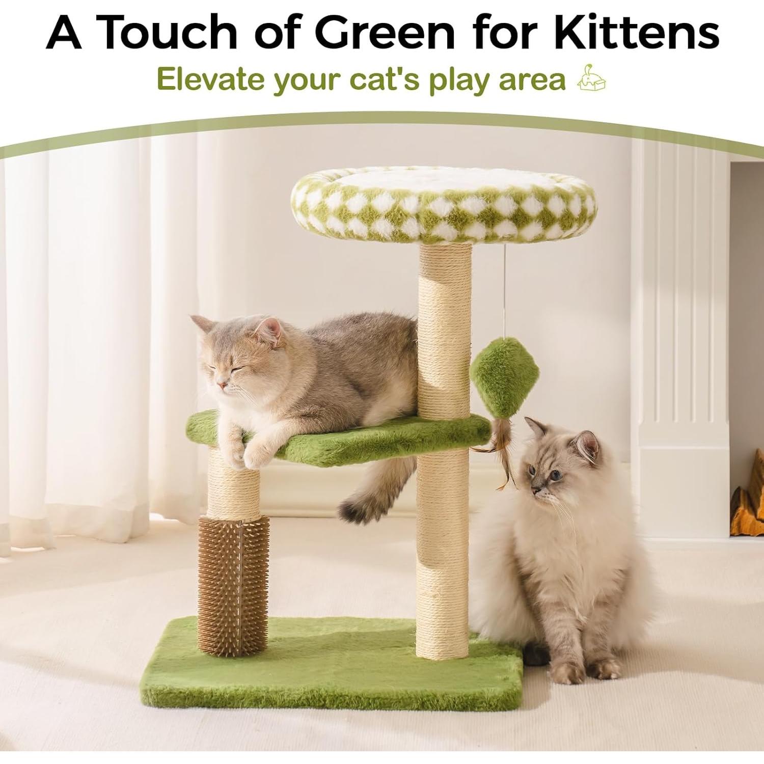 Torre para Gatos Mewoo Grande Verde con Rascador y Perchero