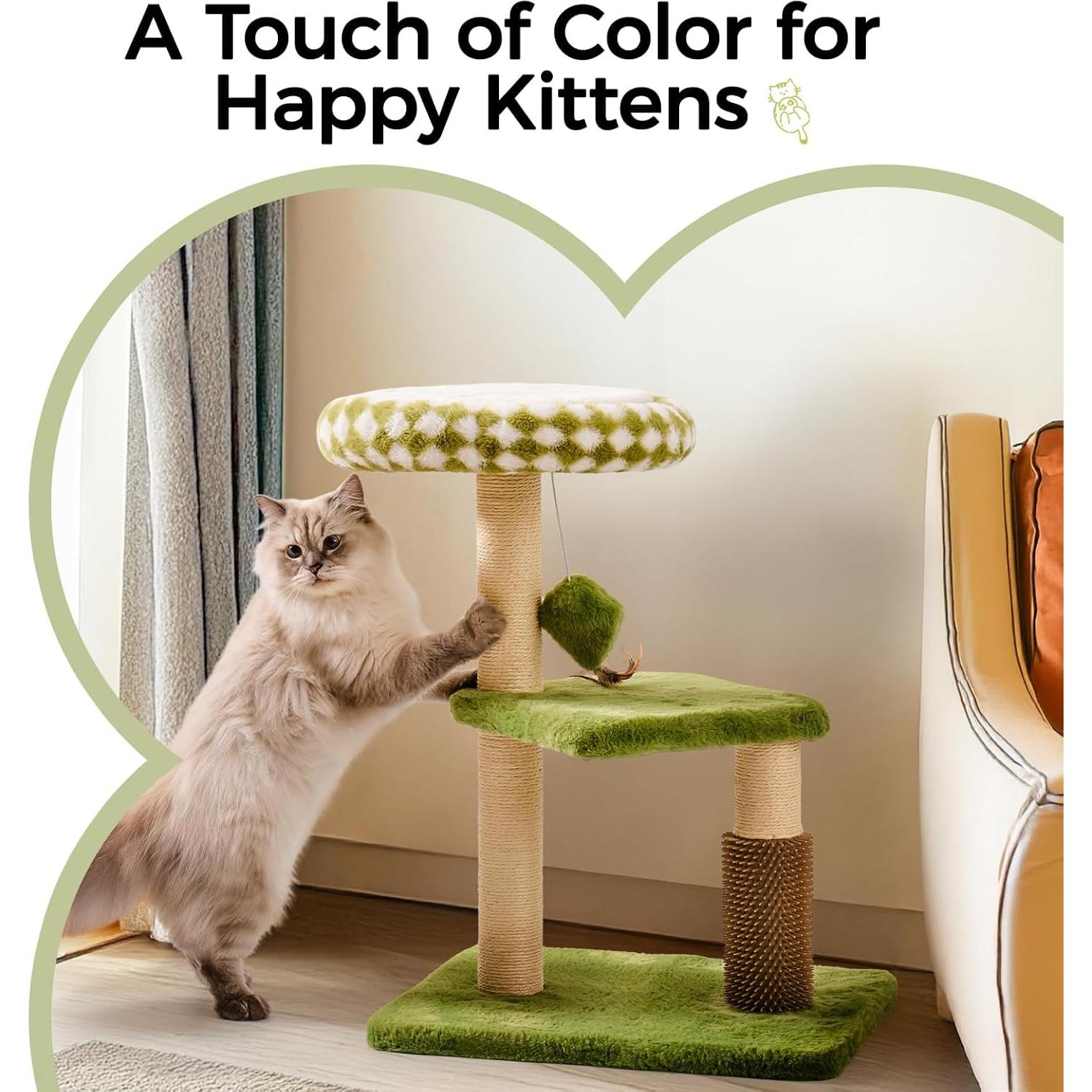 Torre para Gatos Mewoo Grande Verde con Rascador y Perchero