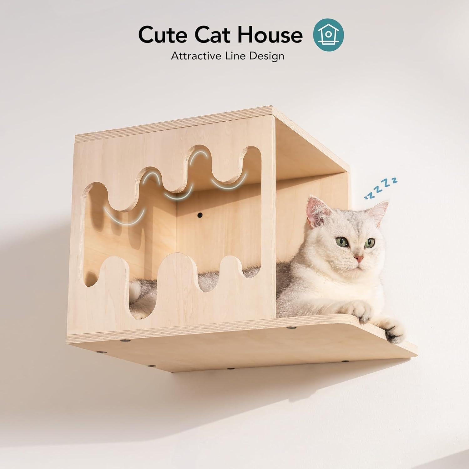 Estanterías para Gatos Mewoo, Madera, Juego de 4, Beige