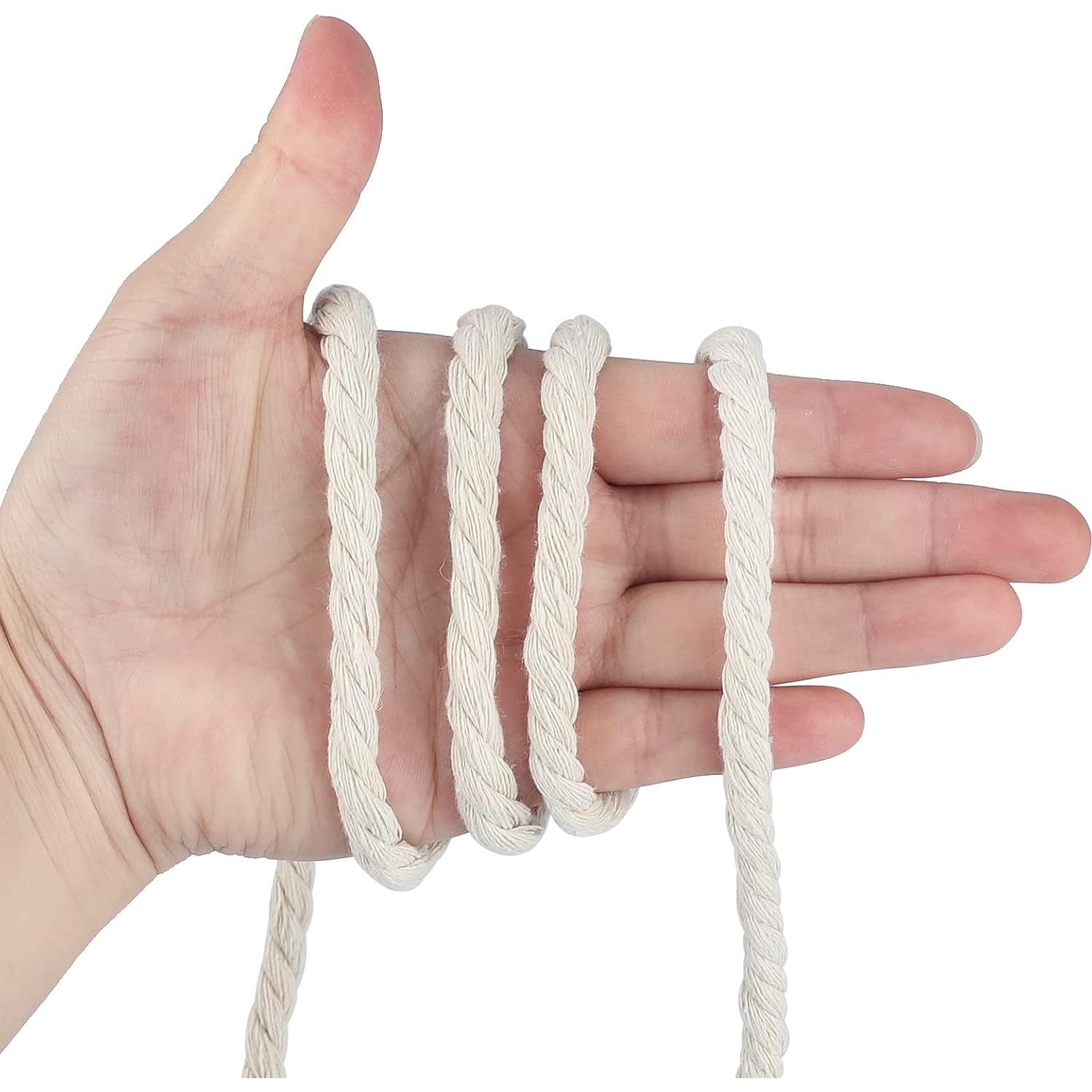 jijAcraft 1/3 Inch Nautical Cotton Rope Crafts, 8mm x 65Feet Clothes line Rope for Outdoor,3 Ply White Rope Cord Unbleached Rope, Macrame Cord Rope for Clothesline, Baskets, Hangings Pots, Pet, Toys