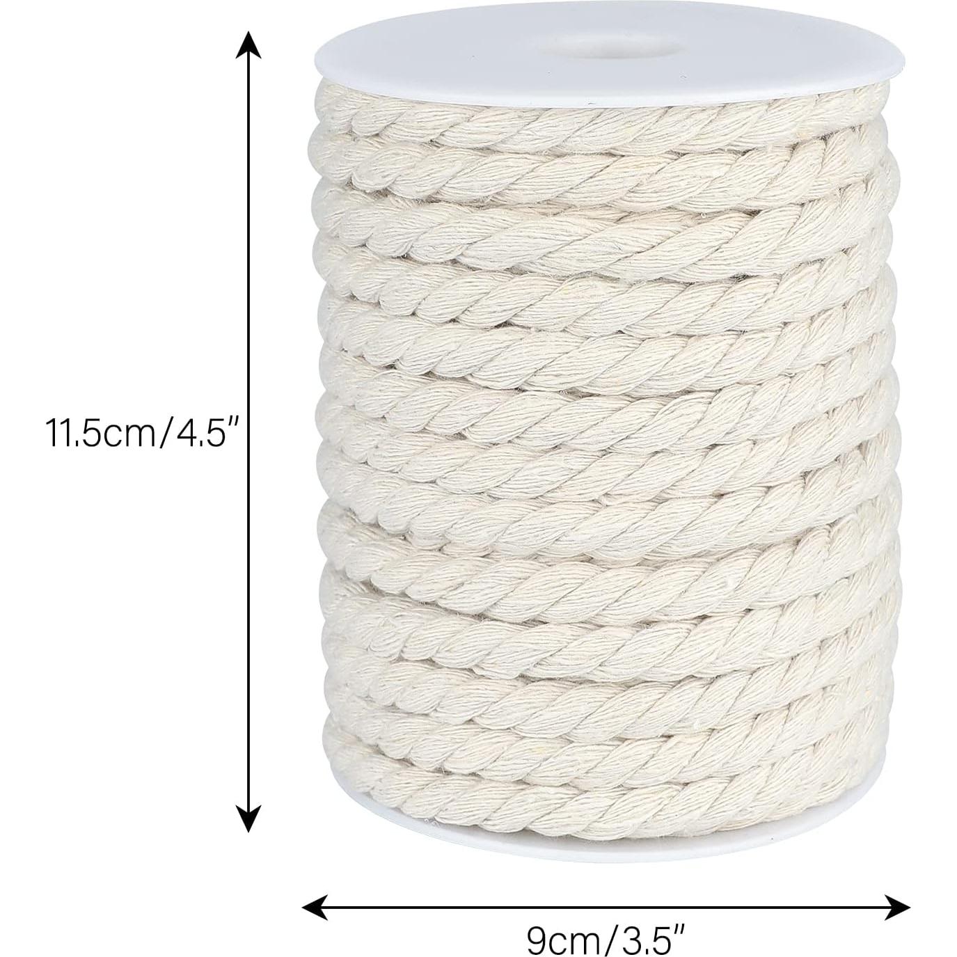jijAcraft 1/3 Inch Nautical Cotton Rope Crafts, 8mm x 65Feet Clothes line Rope for Outdoor,3 Ply White Rope Cord Unbleached Rope, Macrame Cord Rope for Clothesline, Baskets, Hangings Pots, Pet, Toys