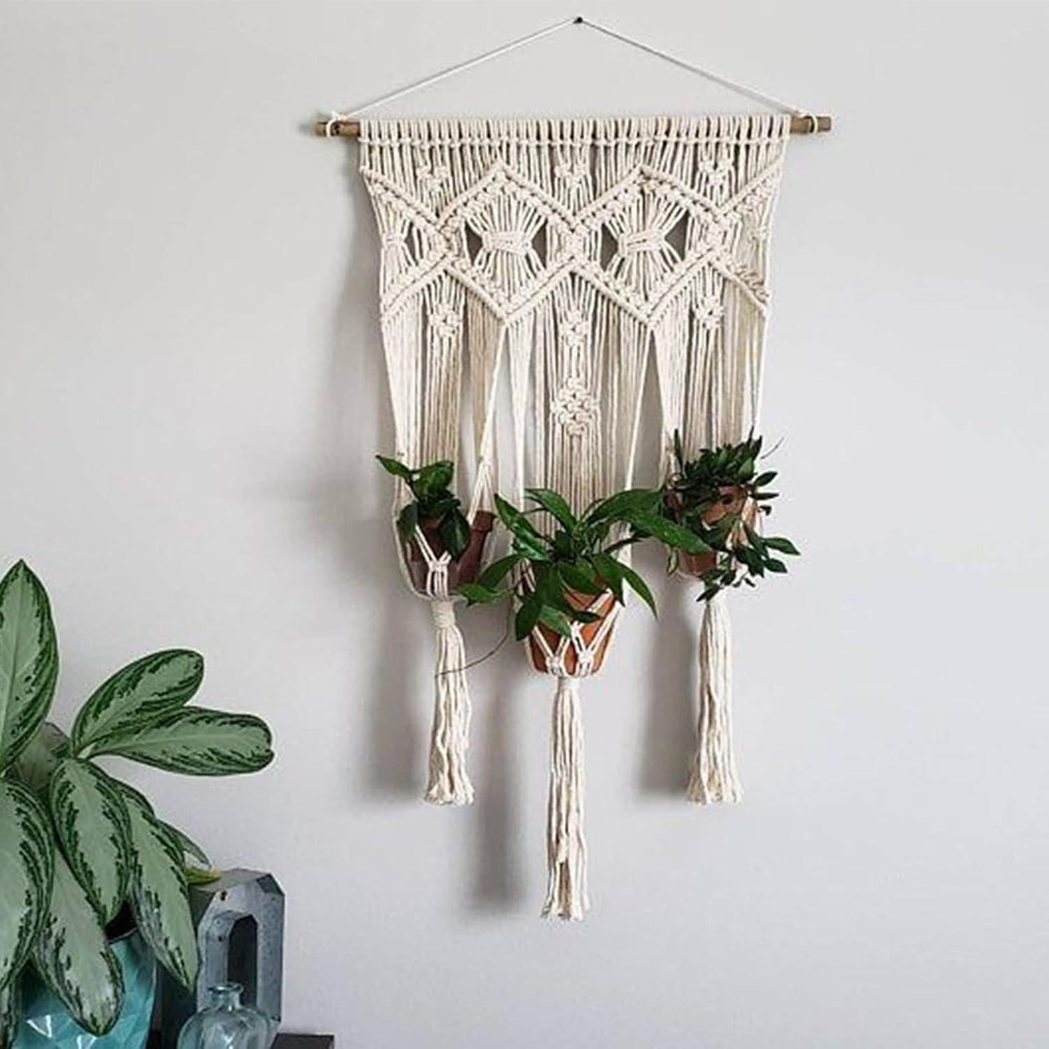 jijAcraft 1/3 Inch Nautical Cotton Rope Crafts, 8mm x 65Feet Clothes line Rope for Outdoor,3 Ply White Rope Cord Unbleached Rope, Macrame Cord Rope for Clothesline, Baskets, Hangings Pots, Pet, Toys