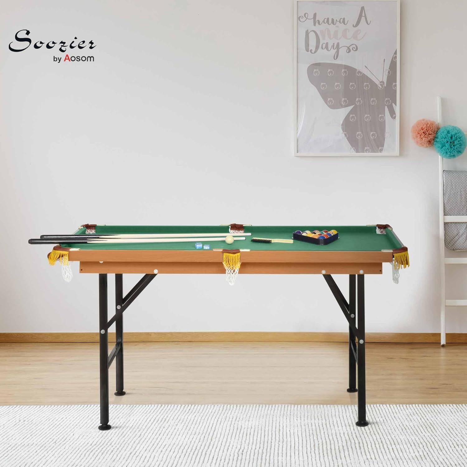 Mesa de Billar Plegable Soozier 139.7x62.9cm Verde