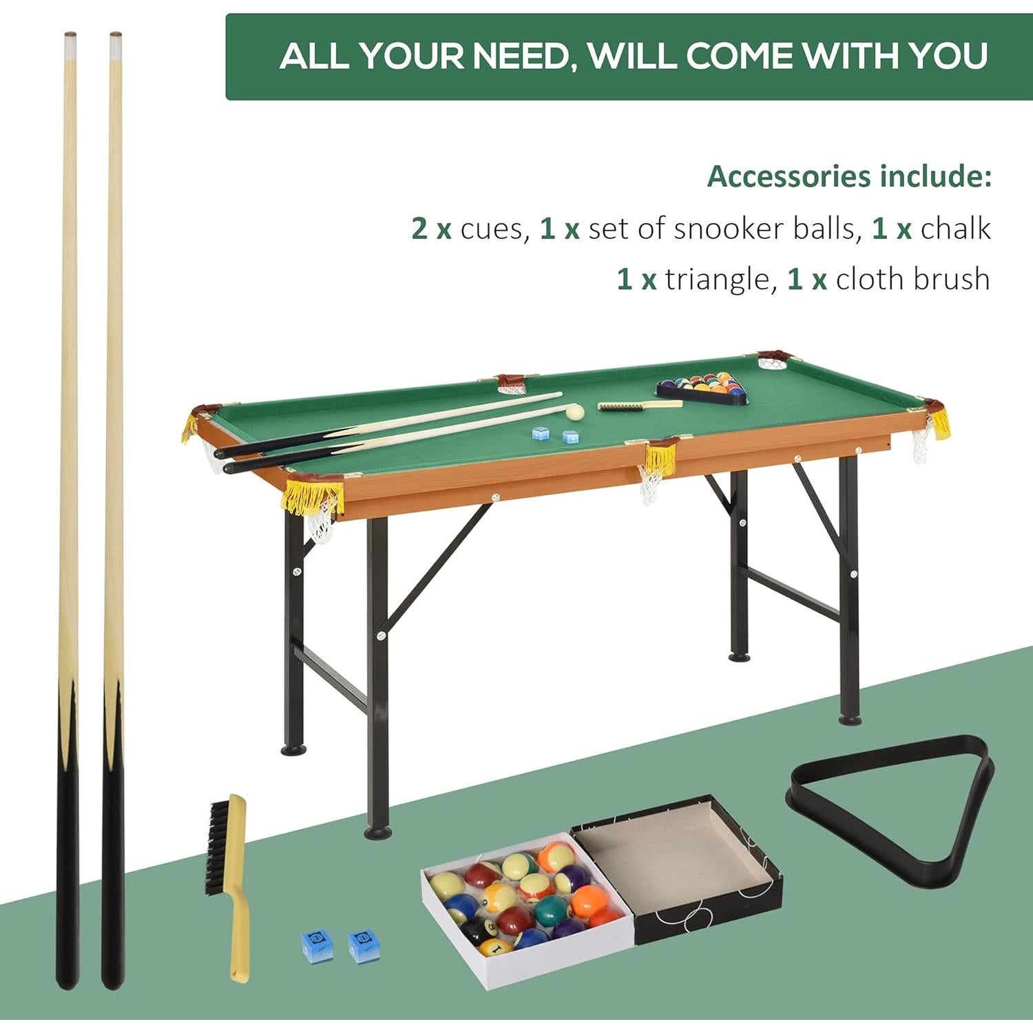 Mesa de Billar Plegable Soozier 139.7x62.9cm Verde