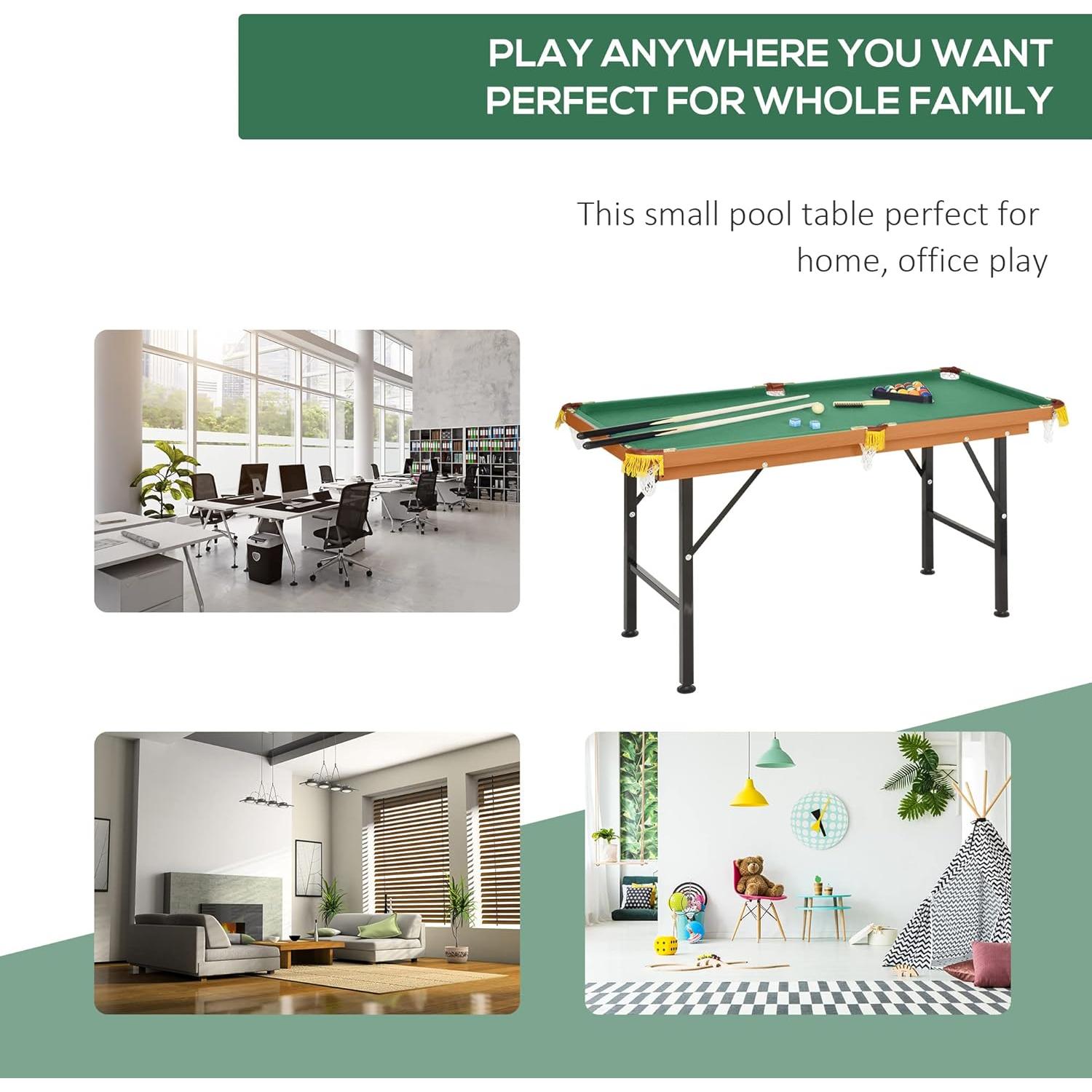 Mesa de Billar Plegable Soozier 139.7x62.9cm Verde