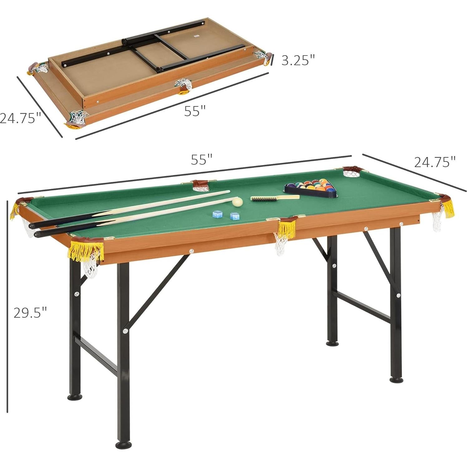 Mesa de Billar Plegable Soozier 139.7x62.9cm Verde