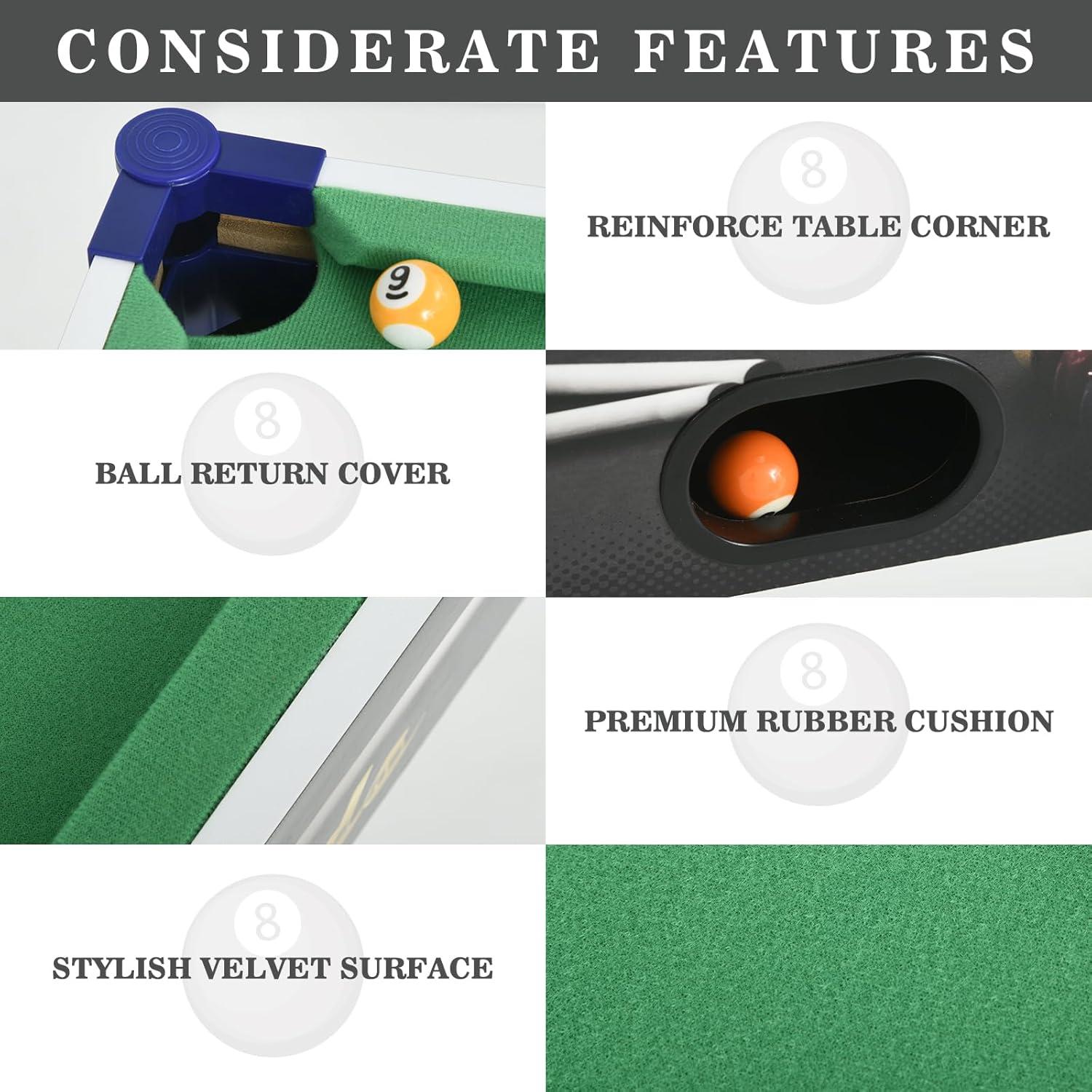 Mesa de Billar Portátil RAYKEEP 81 cm Compacta con Accesorios