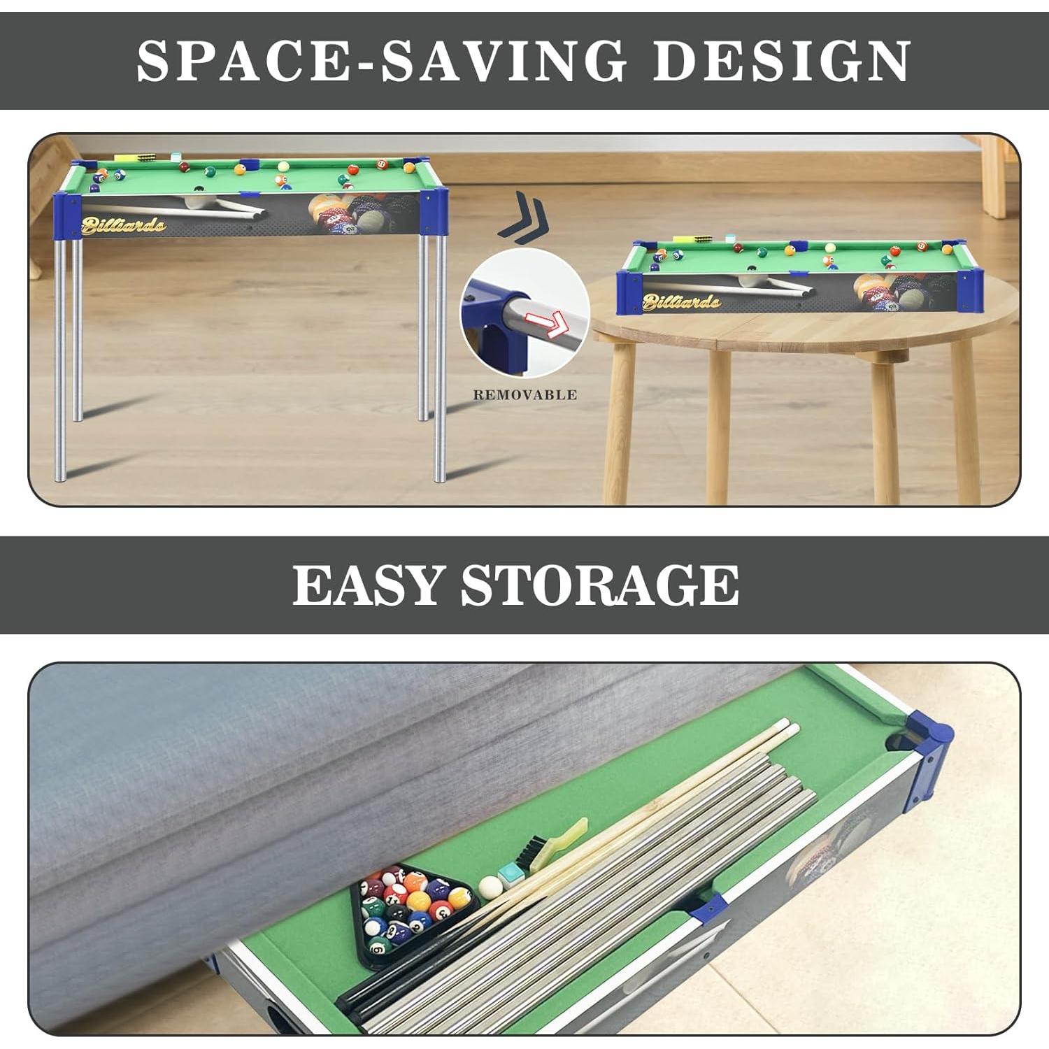 Mesa de Billar Portátil RAYKEEP 81 cm Compacta con Accesorios