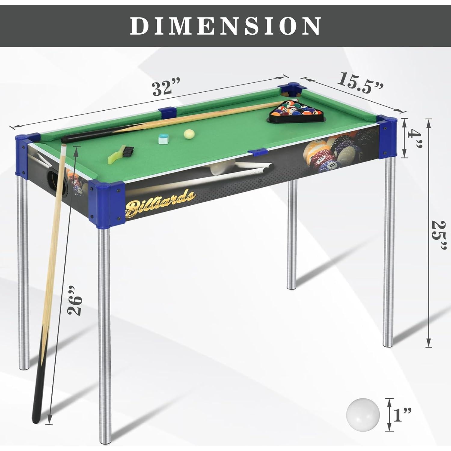 Mesa de Billar Portátil RAYKEEP 81 cm Compacta con Accesorios