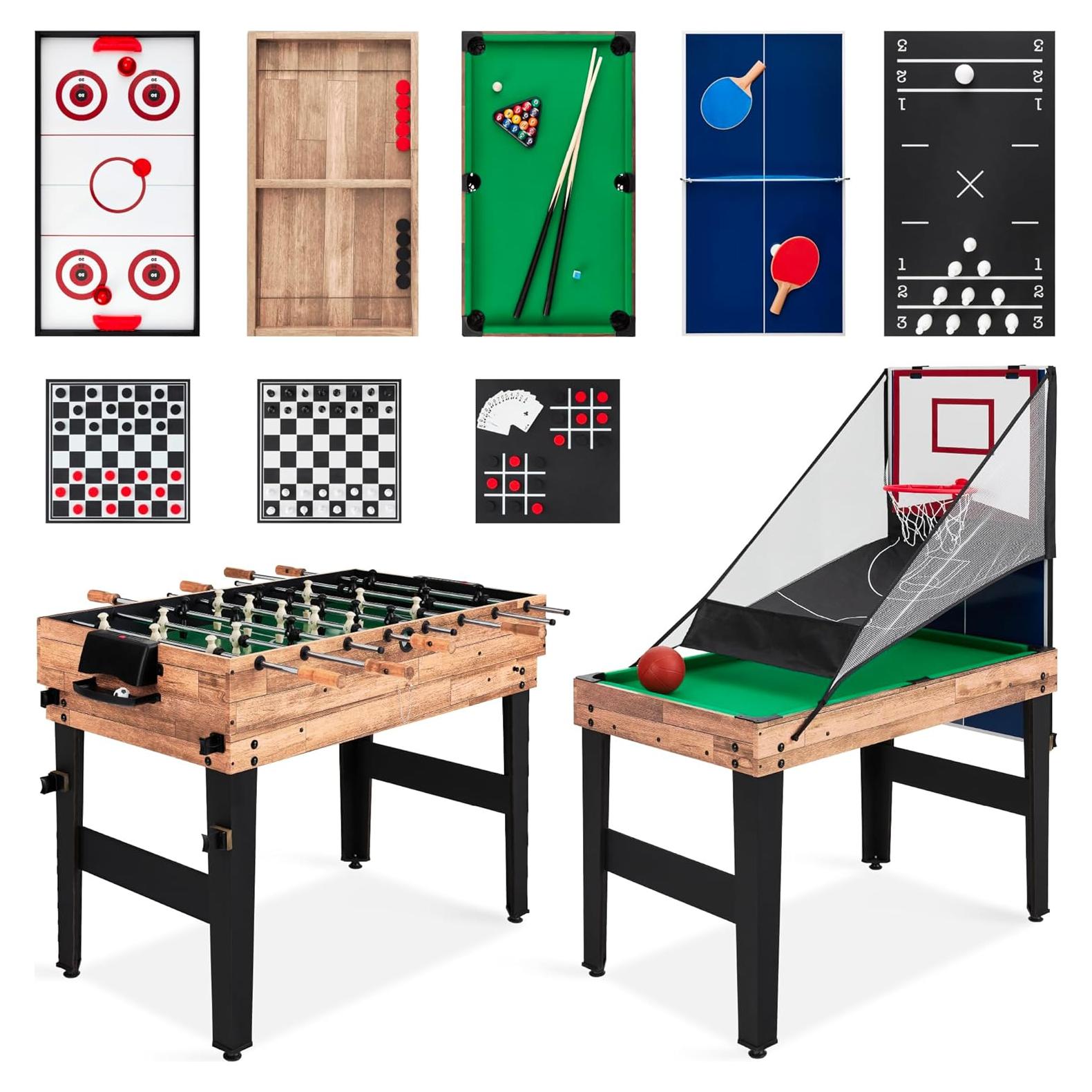 Best Choice Products 13-in-1 Combo Game Table Set for Home, Game Room, Friends & Family w/Ping Pong, Foosball, Basketball, Air Hockey, Archery, Chess, Checkers, Shuffleboard, Bowling