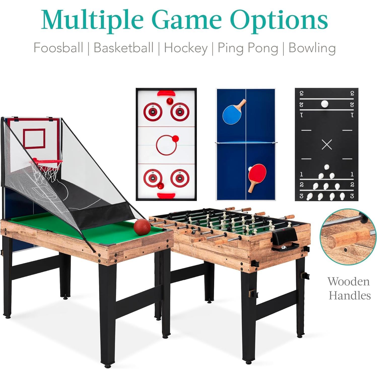 Best Choice Products 13-in-1 Combo Game Table Set for Home, Game Room, Friends & Family w/Ping Pong, Foosball, Basketball, Air Hockey, Archery, Chess, Checkers, Shuffleboard, Bowling